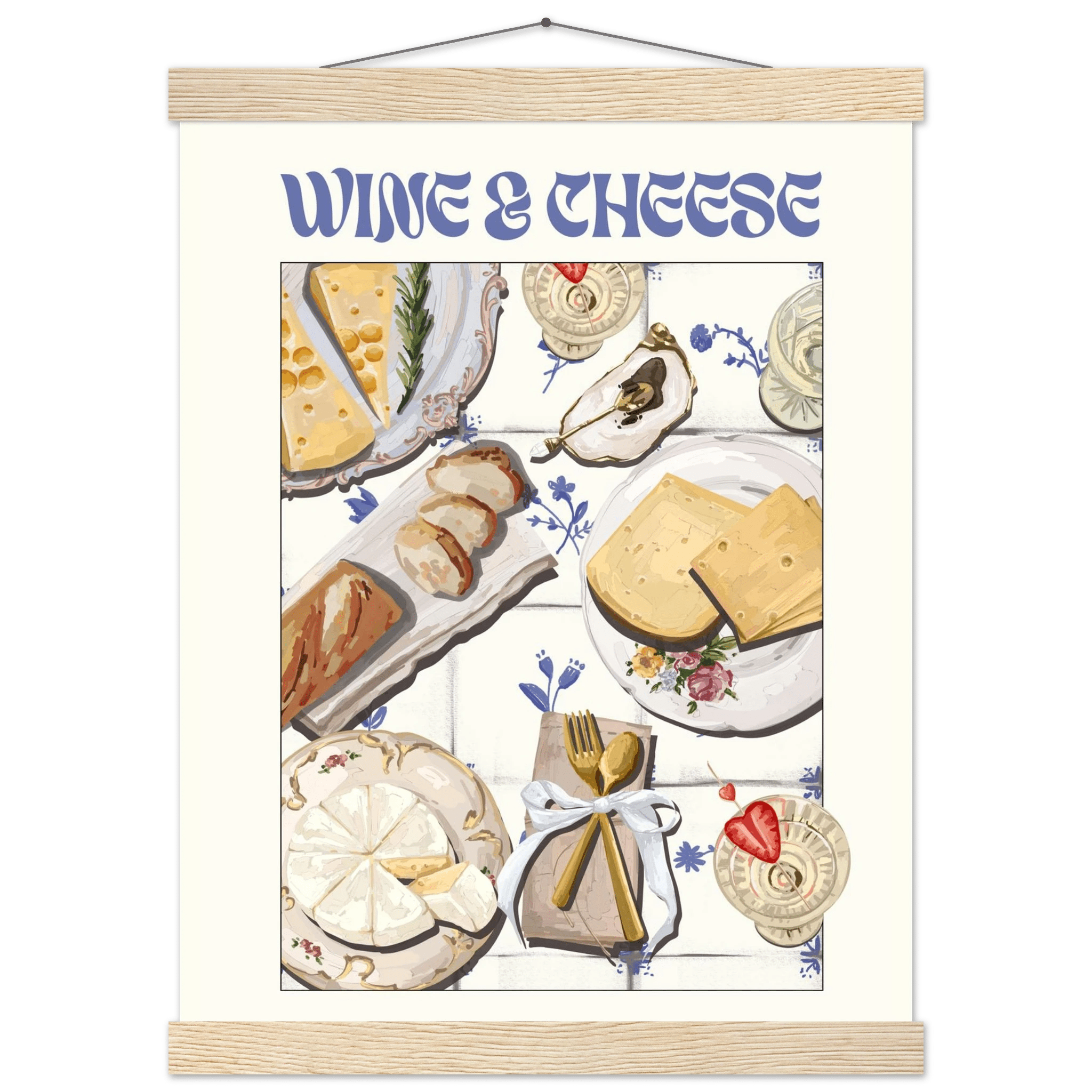 Wine & Cheese Poster – Elegant Kitchen & Dining Wall Art Print (Digital & Printed Options) - Evergreen Posters