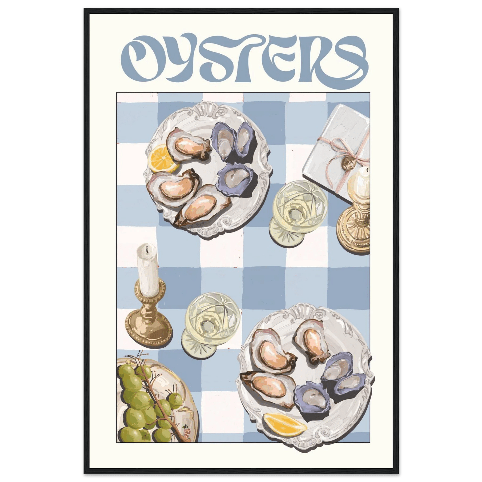 Oysters Poster – Playful Seafood Kitchen Wall Art Print (Digital & Printed Options) - Evergreen Posters