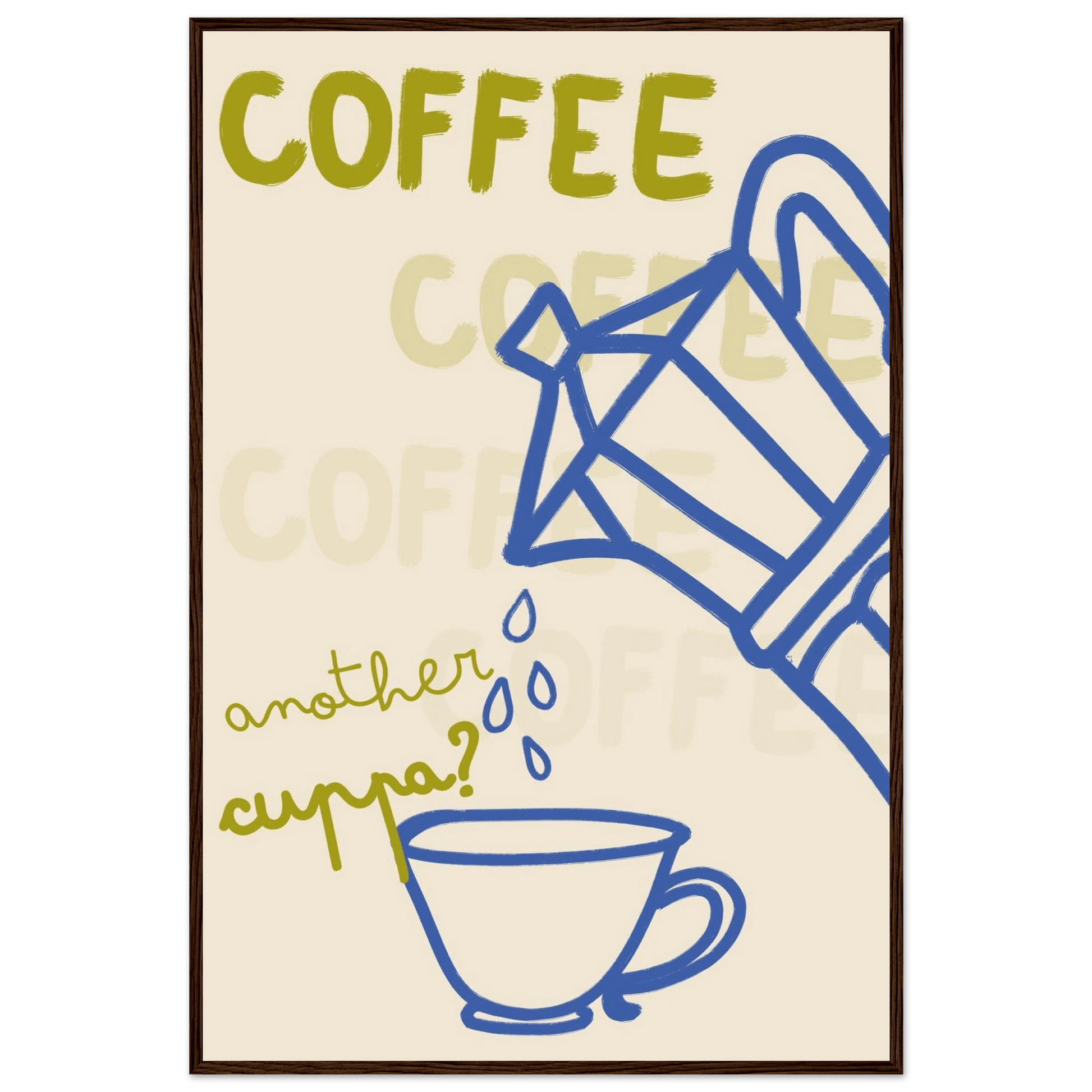 Coffee Print | Another Cuppa Moka Pot Wall Art | Kitchen Coffee Poster - Evergreen Posters