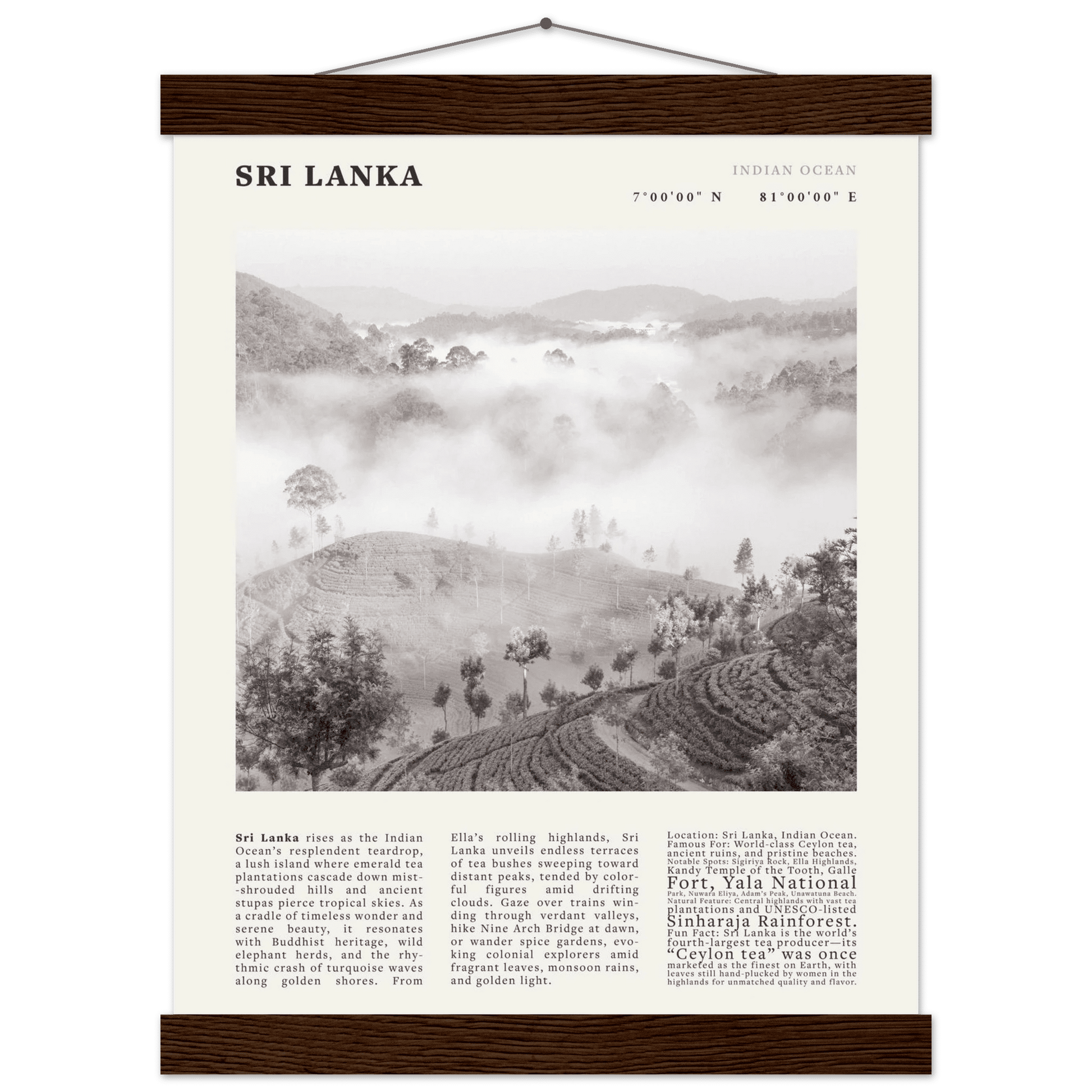 Sri Lanka Poster Black and White – Vintage Ceylon Tea Plantation Print (Digital & Printed Options) - Evergreen Posters