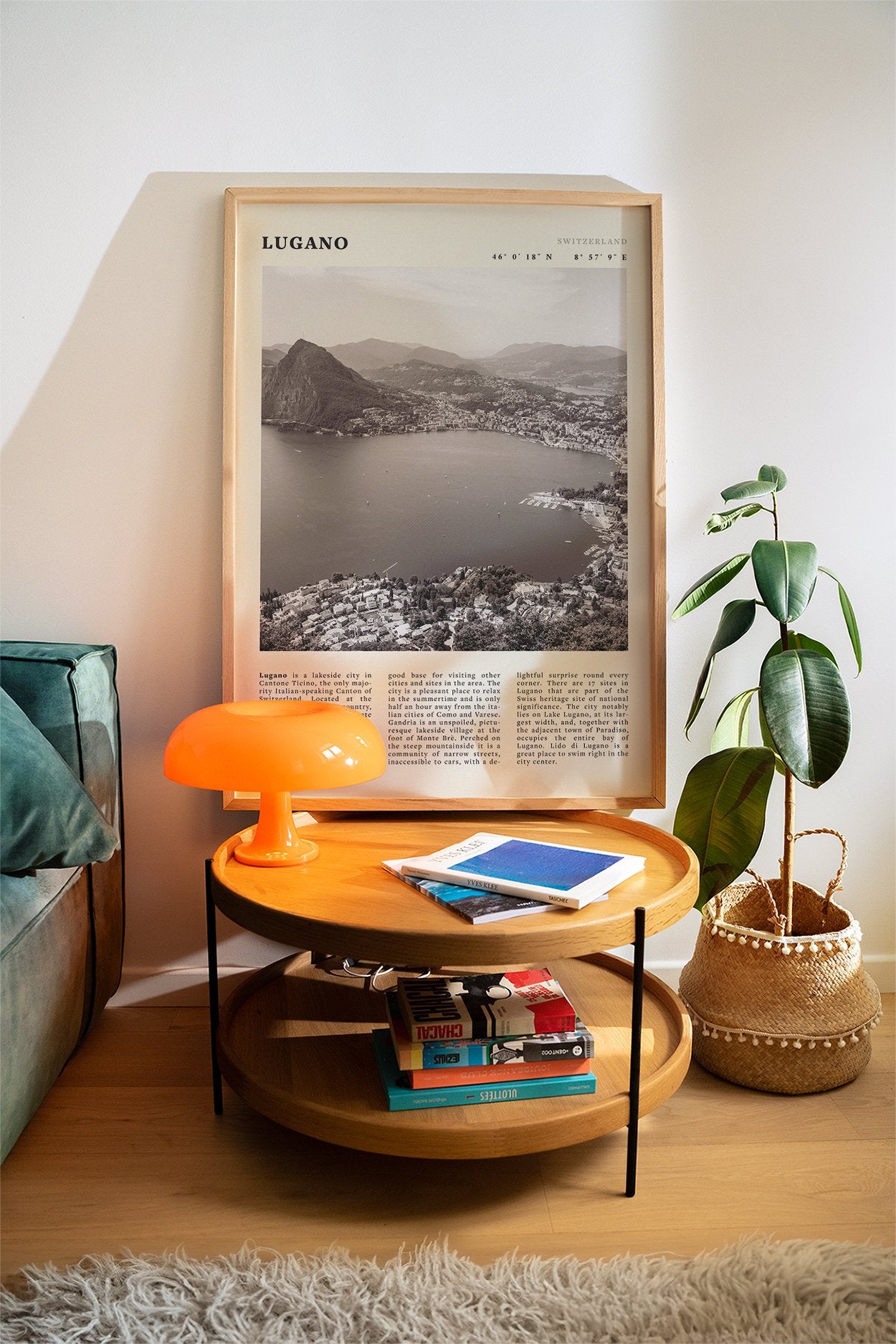 Lugano Poster | Black & White Swiss Lake Wall Art | Switzerland Travel Print - Evergreen Posters