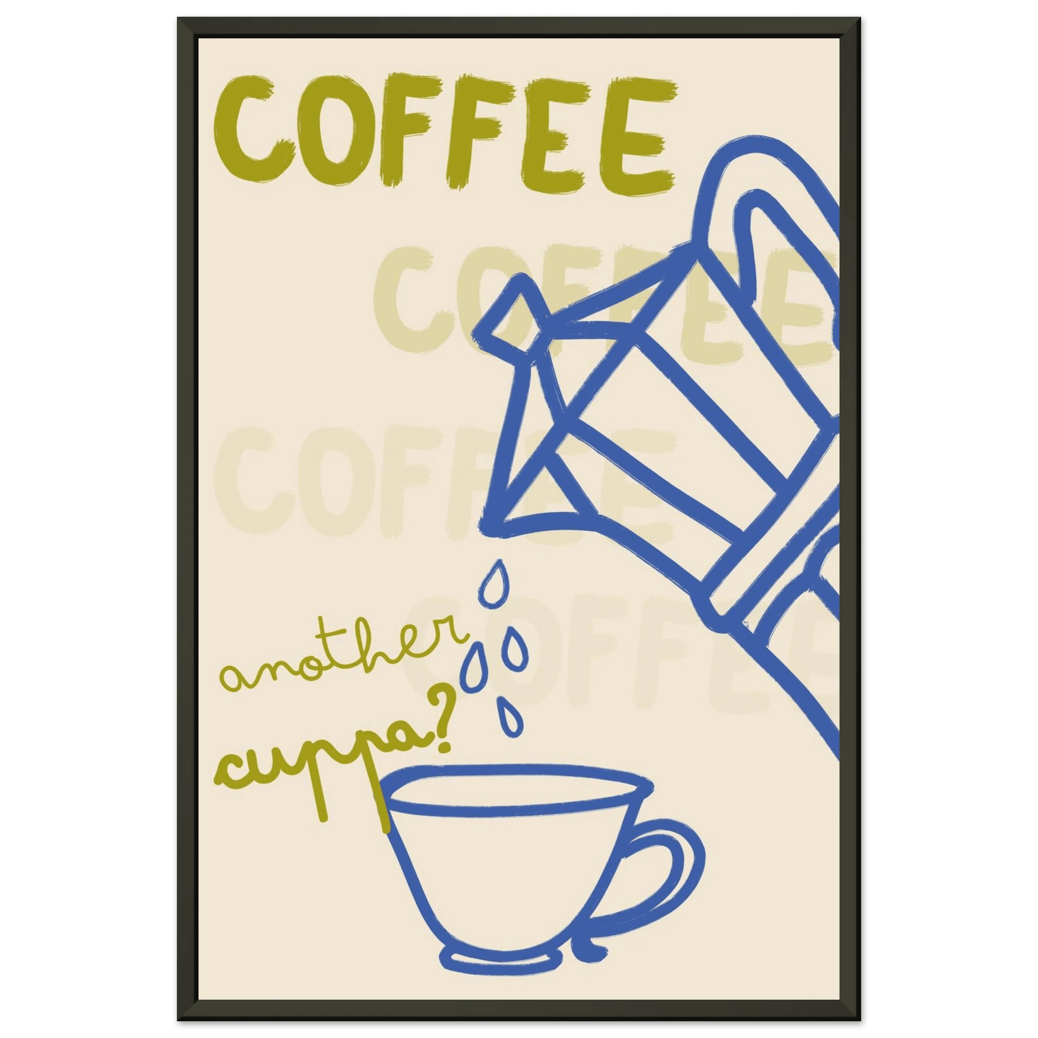 Coffee Print | Another Cuppa Moka Pot Wall Art | Kitchen Coffee Poster - Evergreen Posters