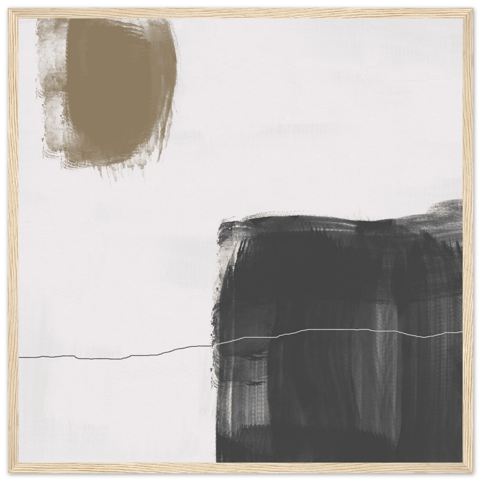 Olive & Black Brushstroke Abstract Poster | Minimalist Square Wall Art | Modern Decor - Evergreen Posters