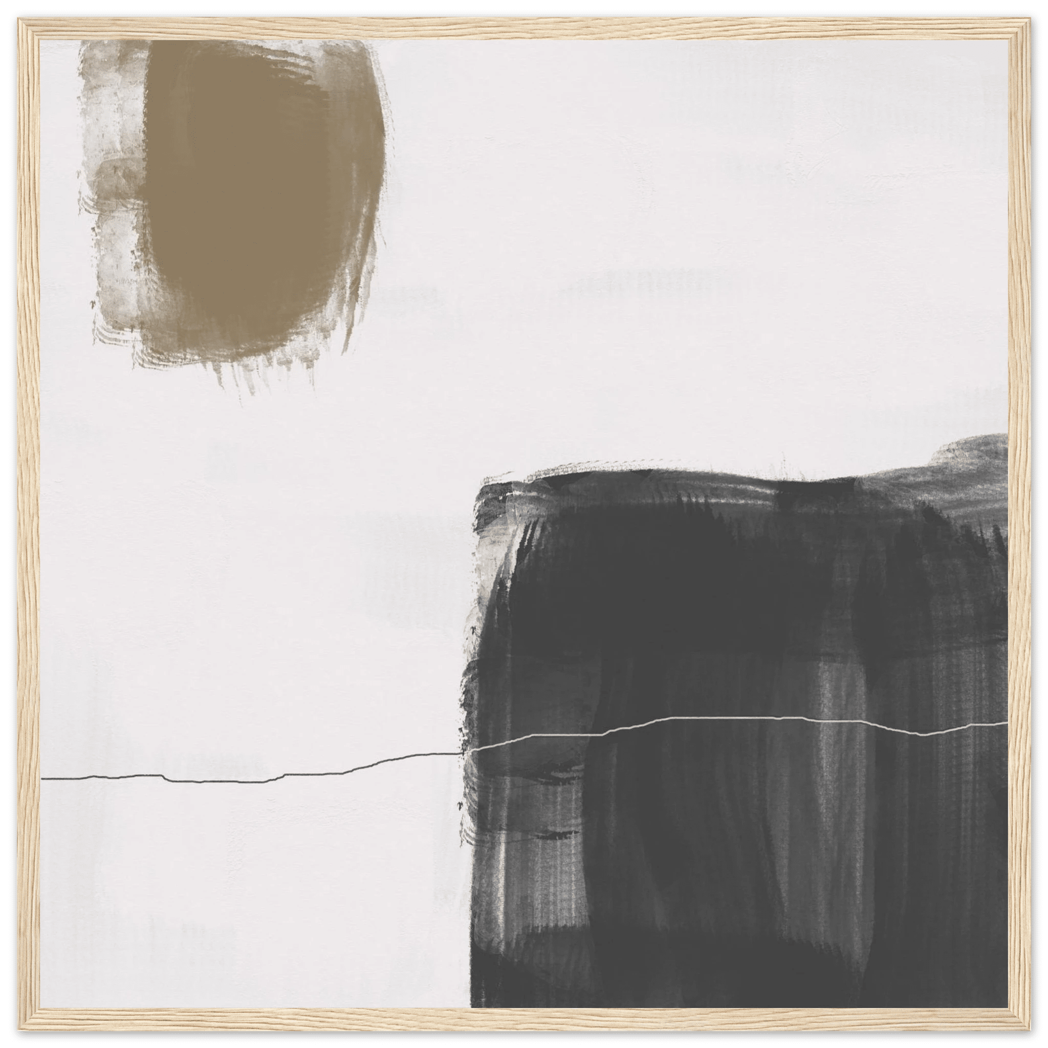 Olive & Black Brushstroke Abstract Poster | Minimalist Square Wall Art | Modern Decor - Evergreen Posters