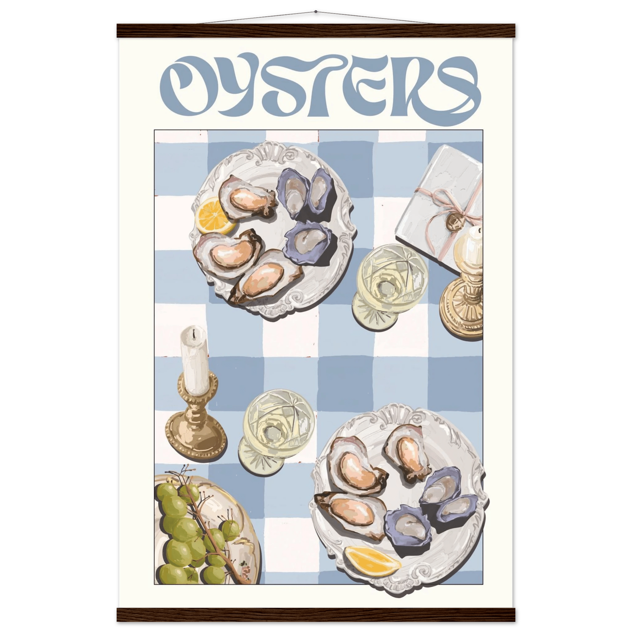 Oysters Poster – Playful Seafood Kitchen Wall Art Print (Digital & Printed Options) - Evergreen Posters