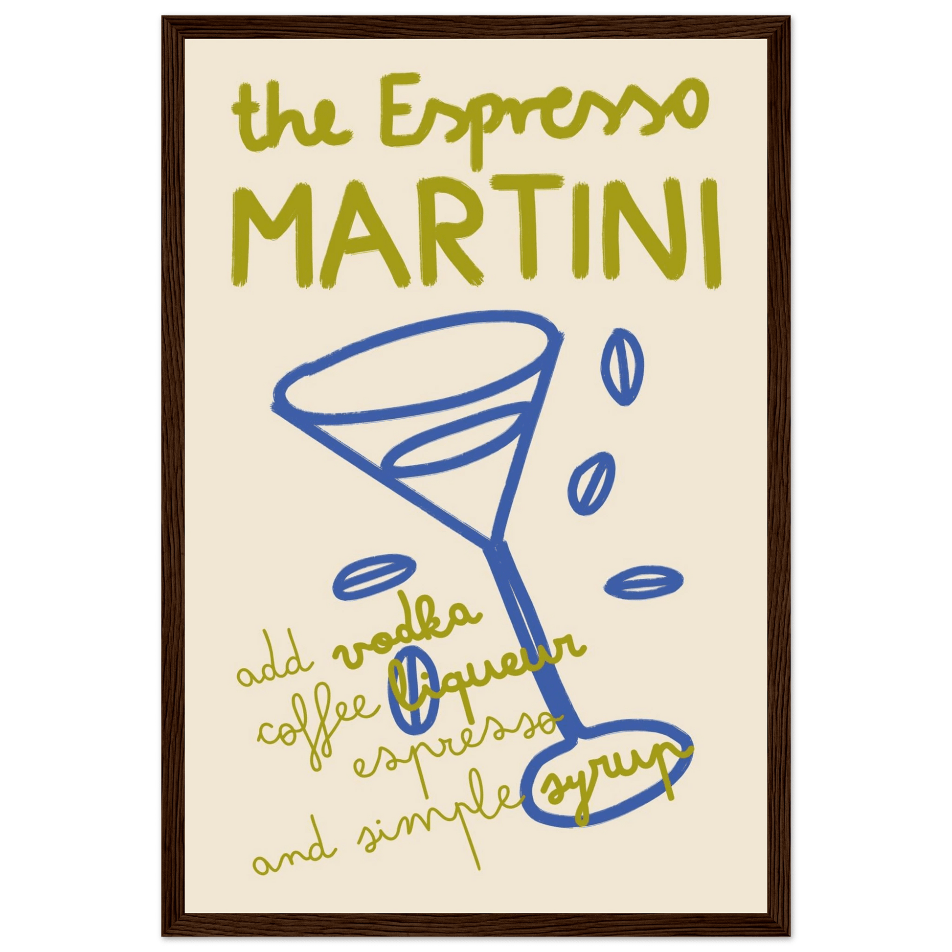 Espresso Martini Print | Cocktail Recipe Wall Art | Kitchen Bar Poster - Evergreen Posters