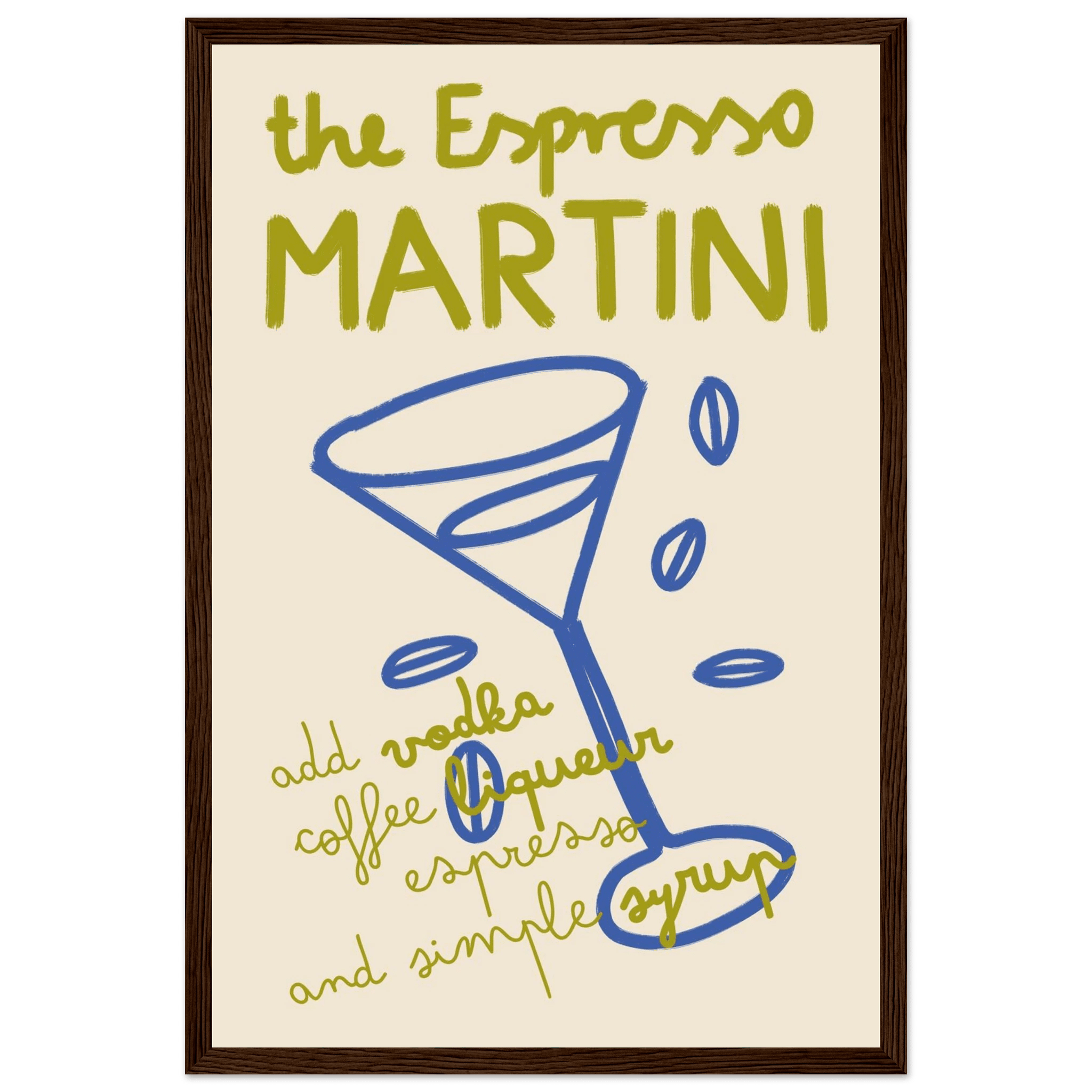 Espresso Martini Print | Cocktail Recipe Wall Art | Kitchen Bar Poster - Evergreen Posters