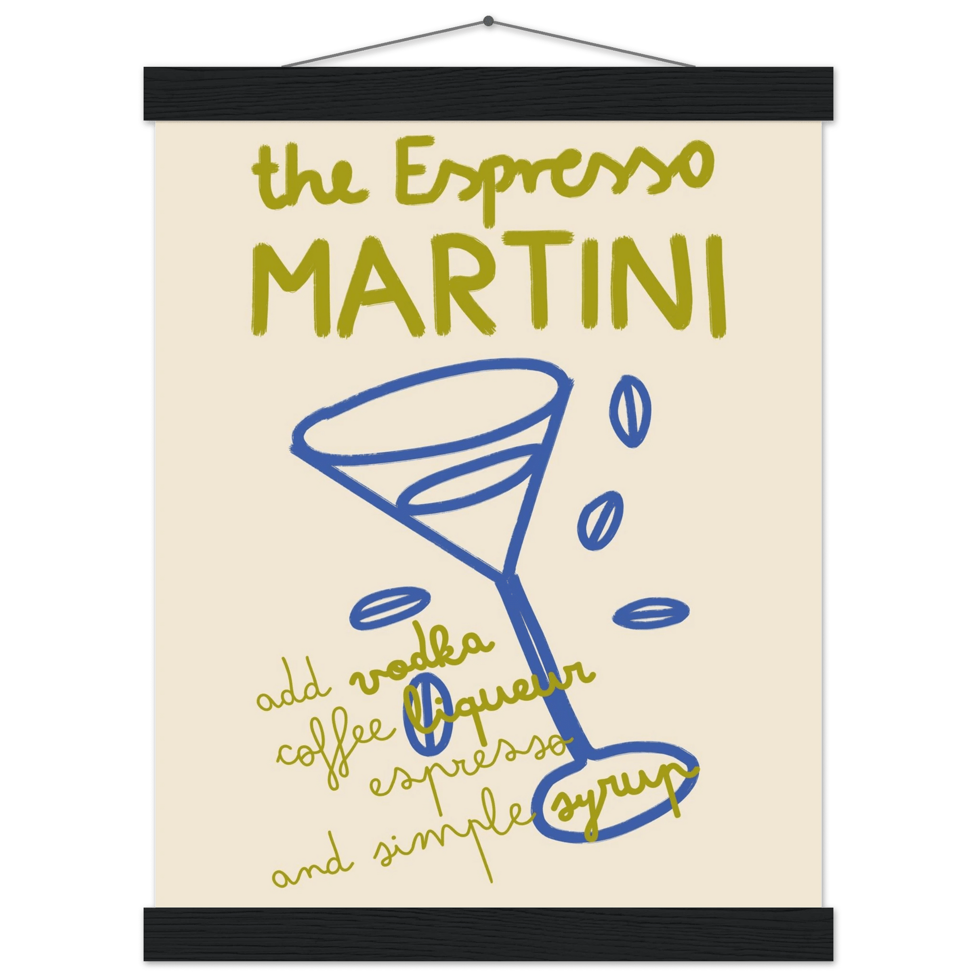 Espresso Martini Print | Cocktail Recipe Wall Art | Kitchen Bar Poster - Evergreen Posters