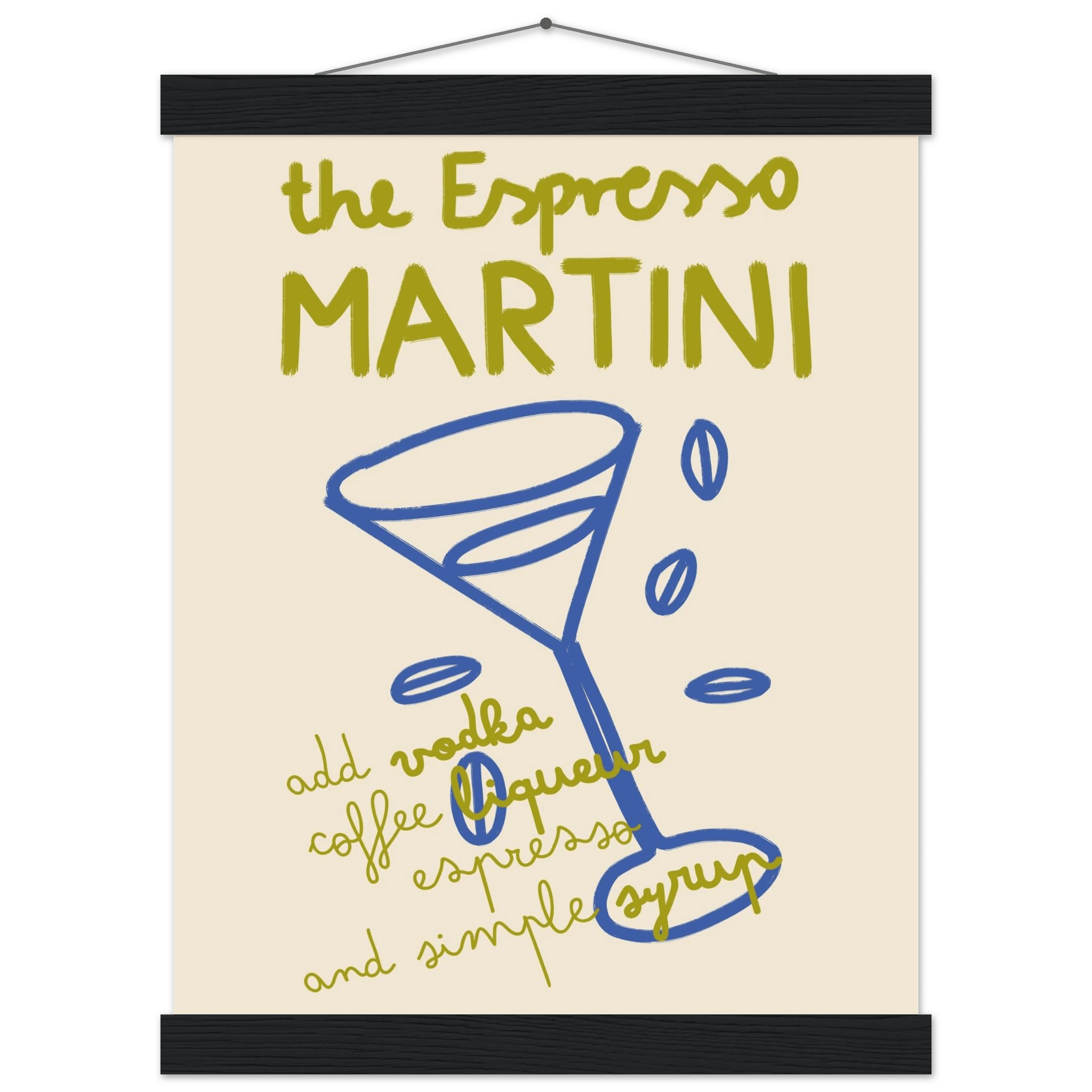 Espresso Martini Print | Cocktail Recipe Wall Art | Kitchen Bar Poster - Evergreen Posters