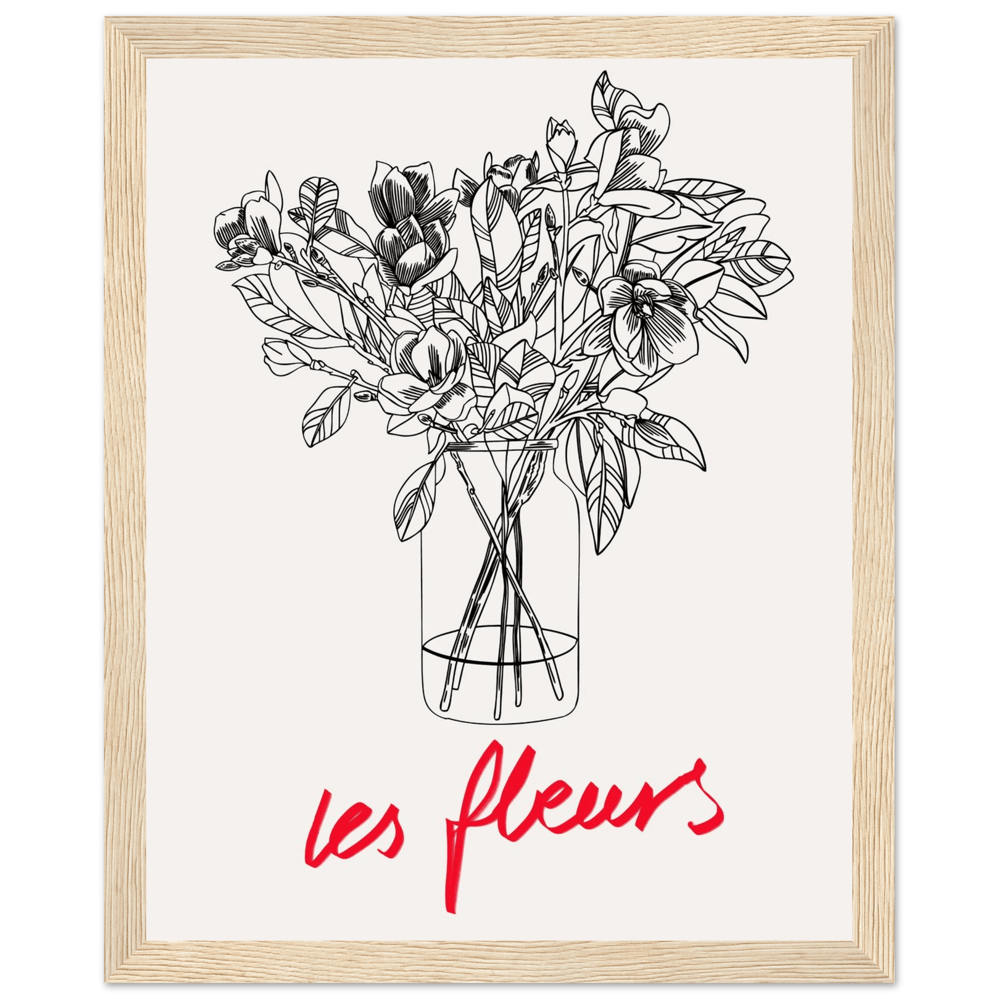 Les Fleurs Botanical Poster | French Flower Line Art Print | Minimalist Floral Wall Decor - Evergreen Posters
