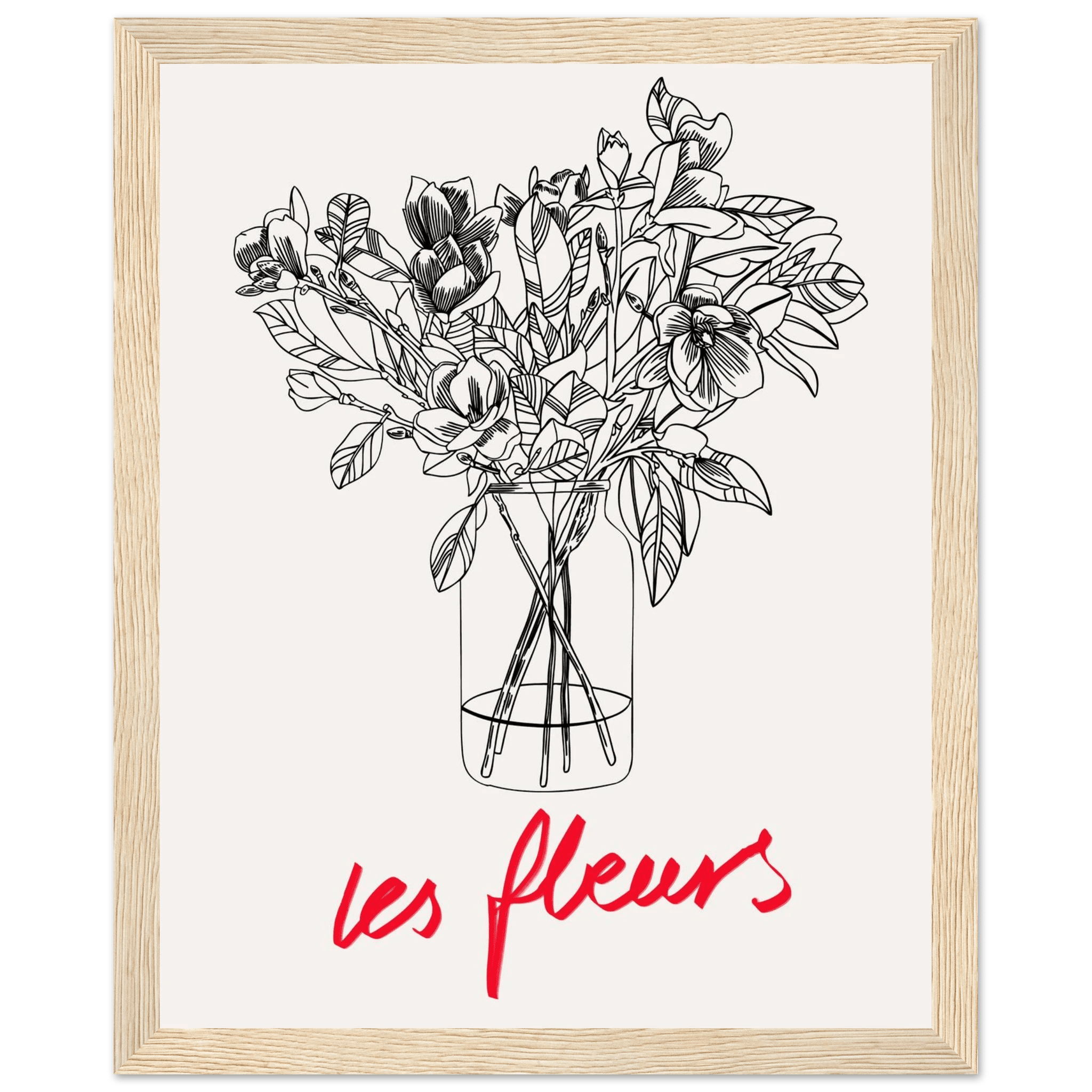 Les Fleurs Botanical Poster | French Flower Line Art Print | Minimalist Floral Wall Decor - Evergreen Posters