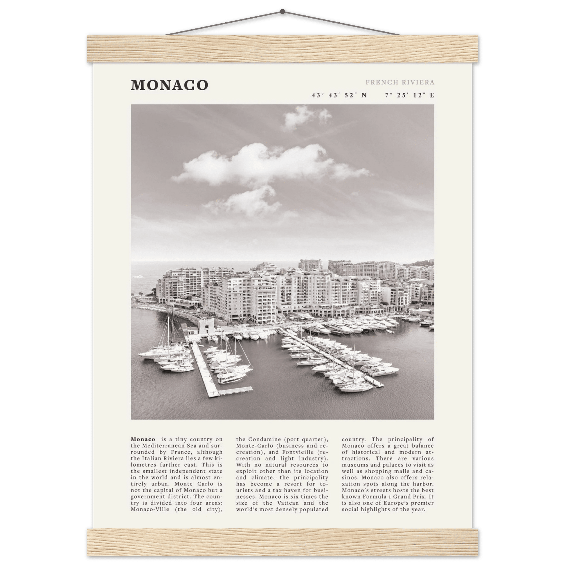 Monaco Poster Black and White – Vintage Monte Carlo Harbor Print (Digital & Printed Options) - Evergreen Posters