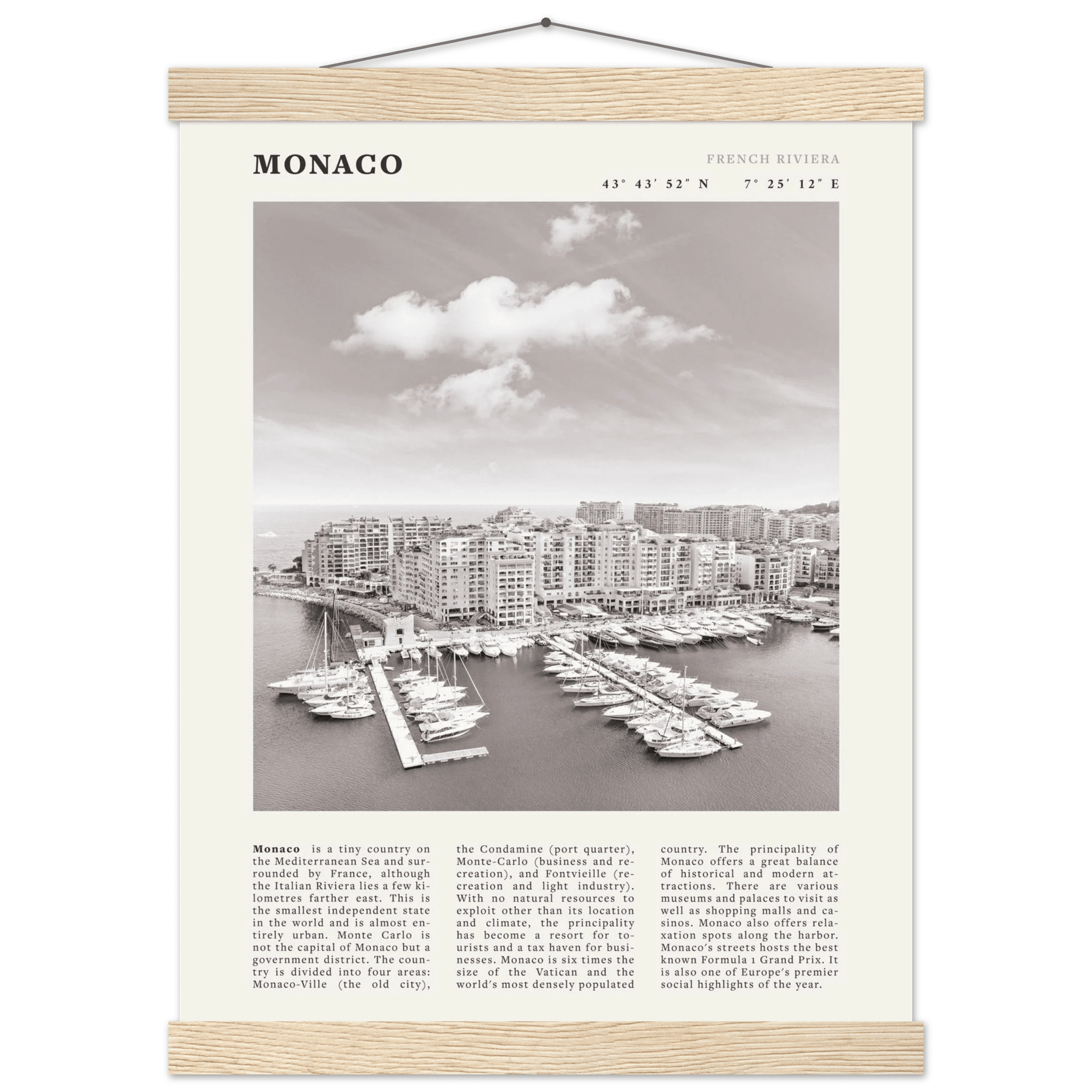 Monaco Poster Black and White – Vintage Monte Carlo Harbor Print (Digital & Printed Options) - Evergreen Posters