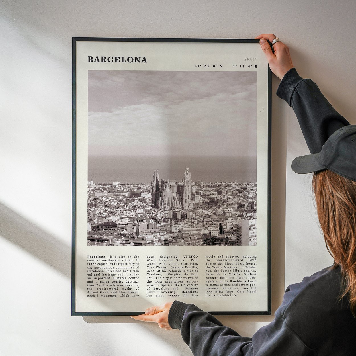 Barcelona Poster | Black & White Sagrada Familia Wall Art | Spain Travel Print - Evergreen Posters