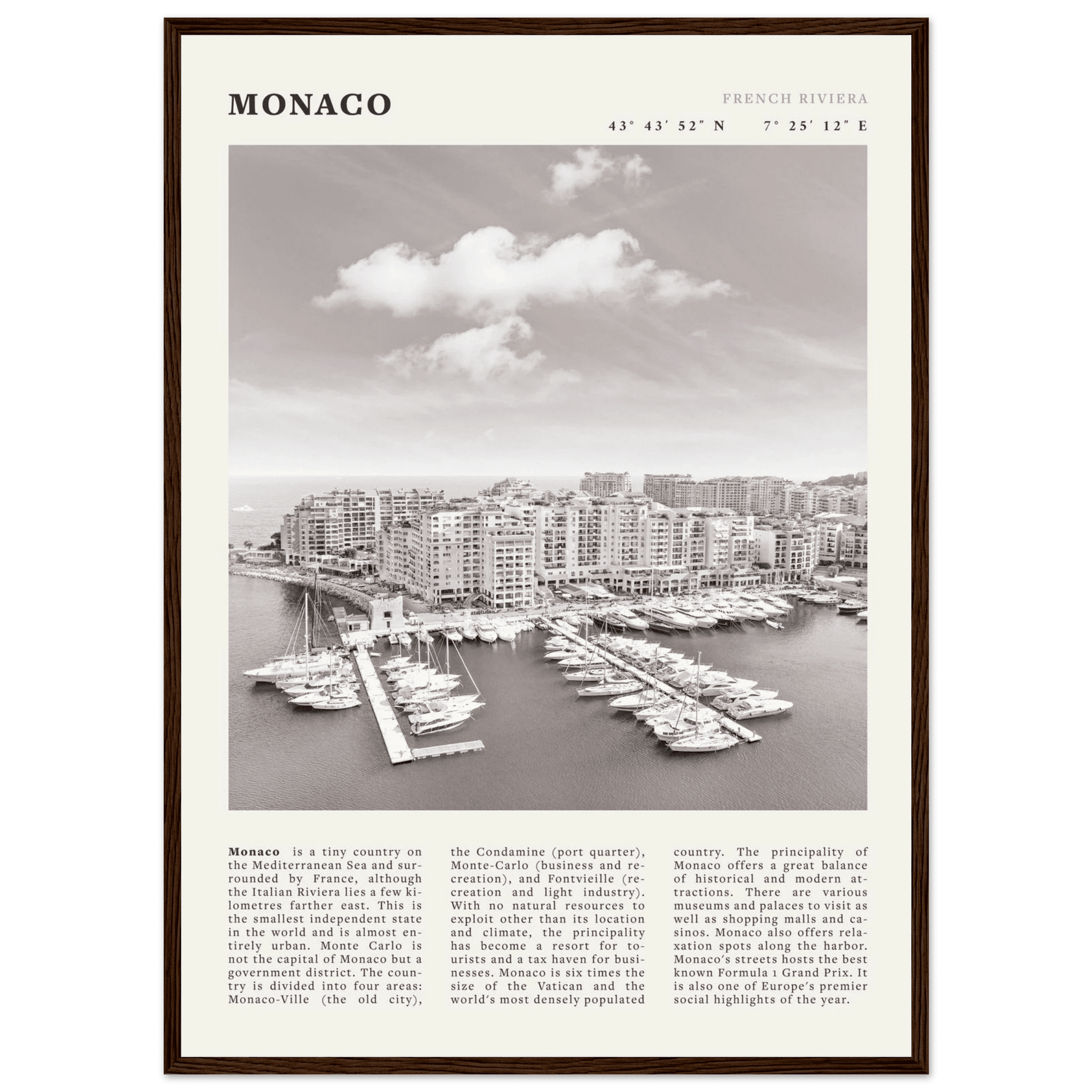 Monaco Poster Black and White – Vintage Monte Carlo Harbor Print (Digital & Printed Options) - Evergreen Posters
