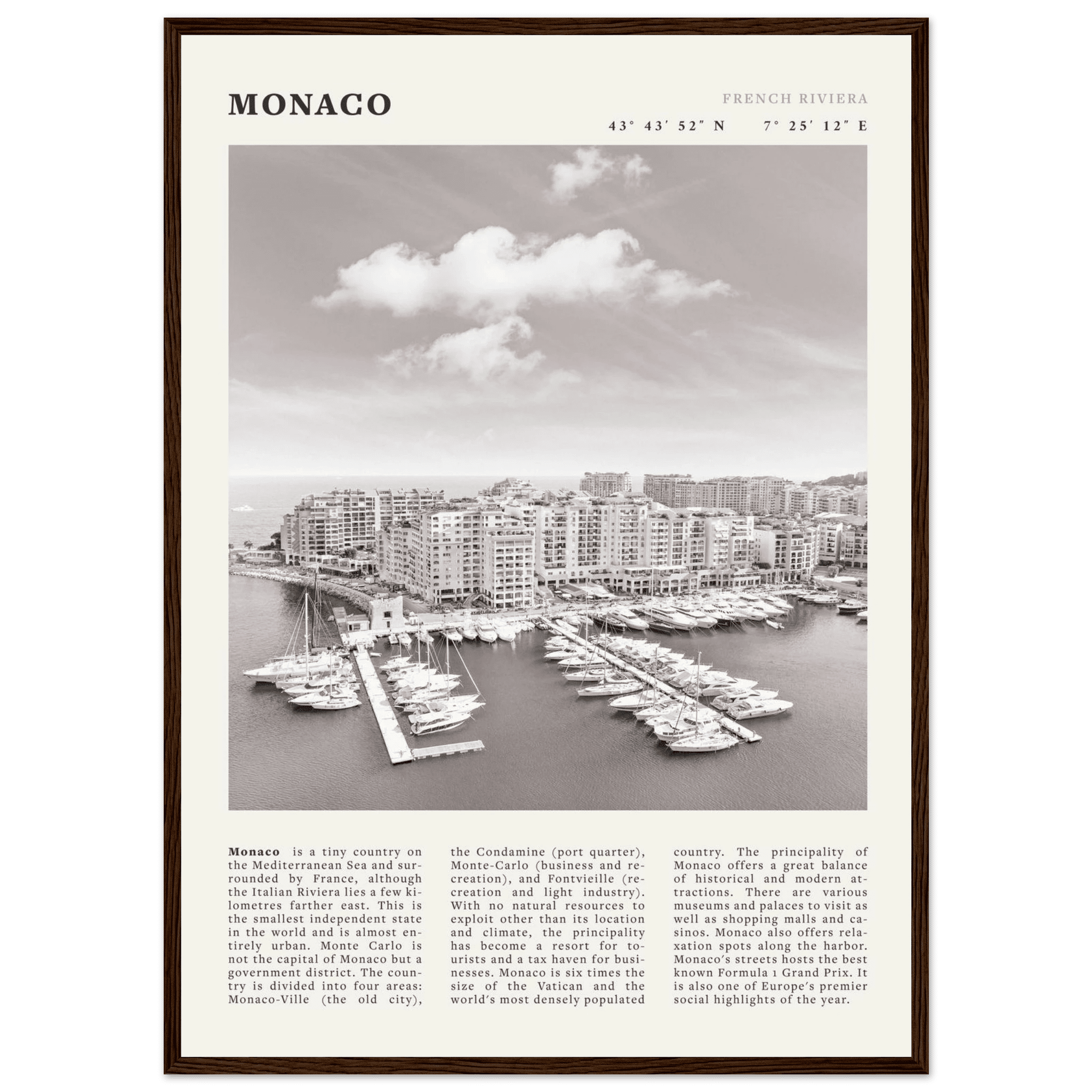 Monaco Poster Black and White – Vintage Monte Carlo Harbor Print (Digital & Printed Options) - Evergreen Posters