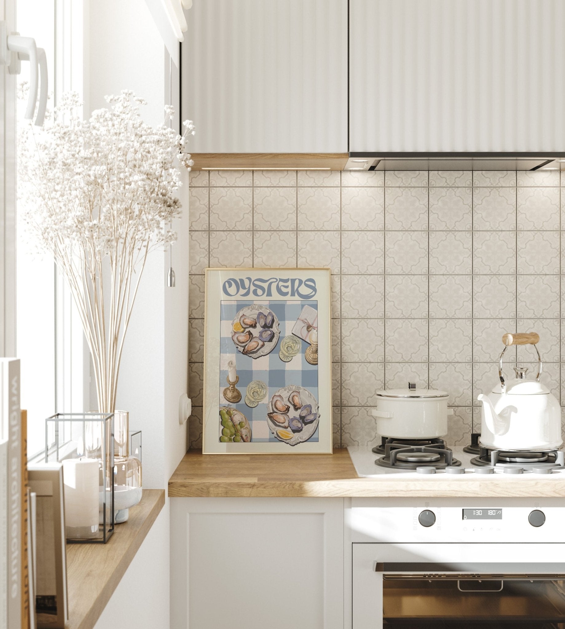 Oysters Poster – Playful Seafood Kitchen Wall Art Print (Digital & Printed Options) - Evergreen Posters