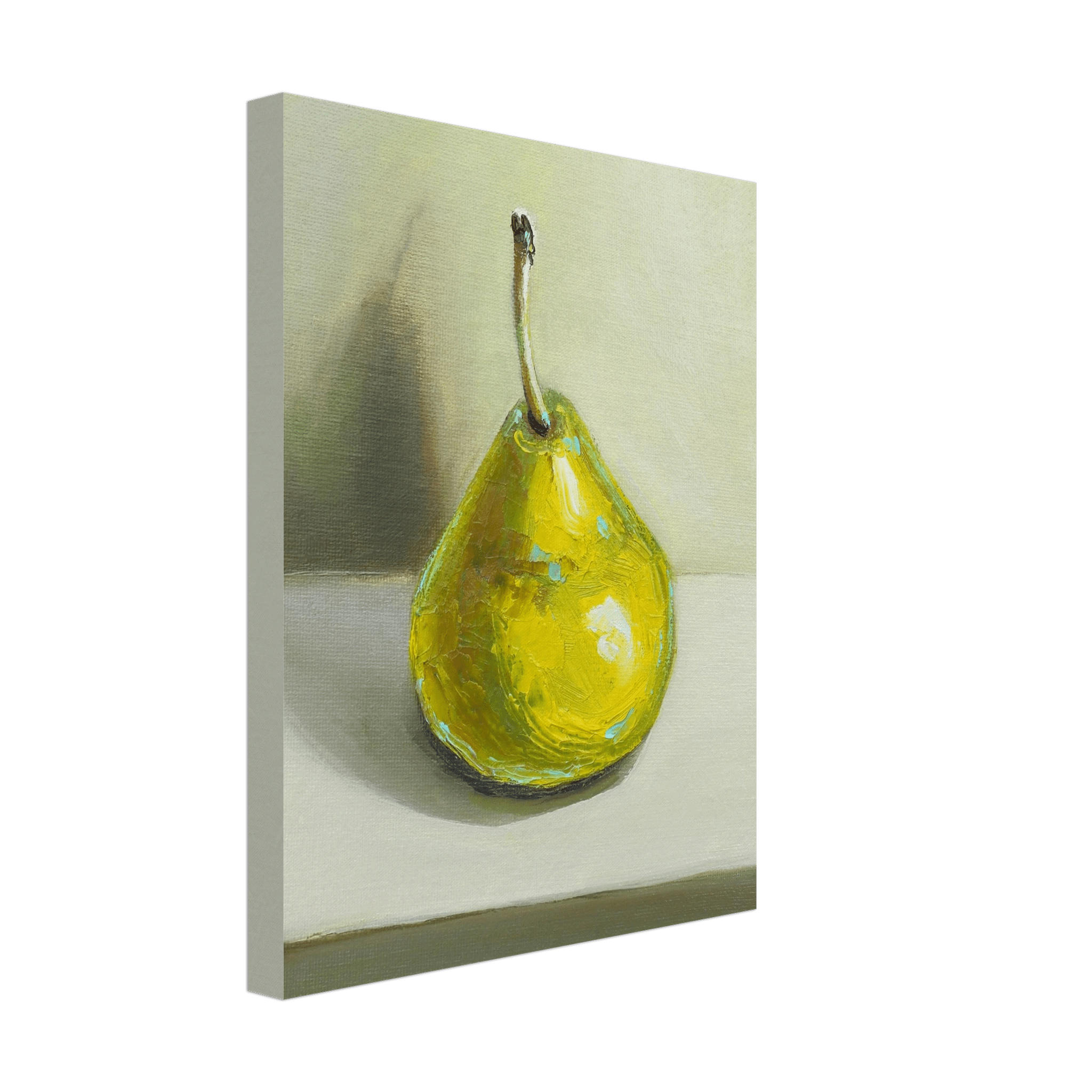 Pear Print | Green Pear Oil Painting Wall Art | Kitchen Poster - Evergreen Posters