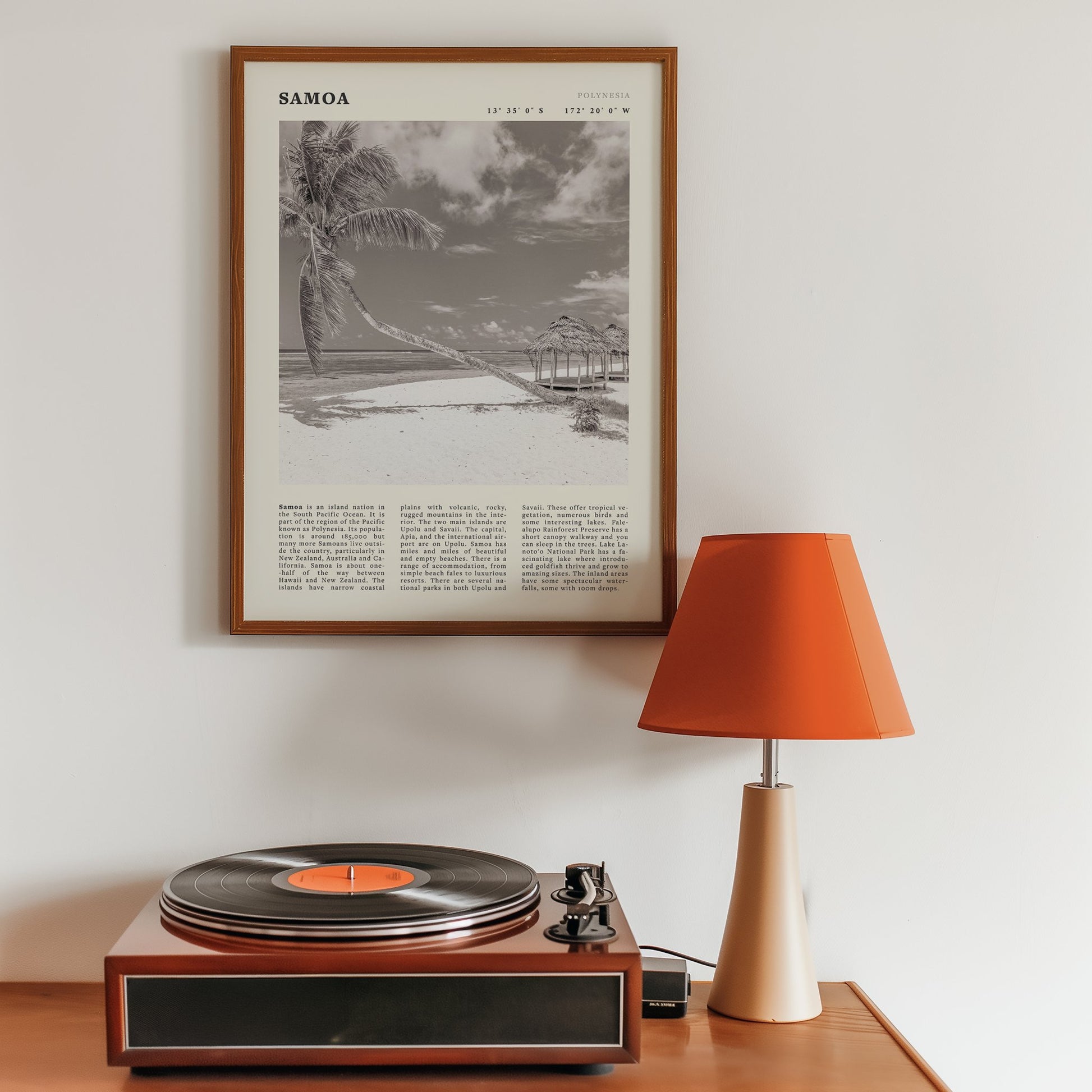 Samoa Poster | Black & White South Pacific Beach Wall Art | Polynesia Travel Print - Evergreen Posters