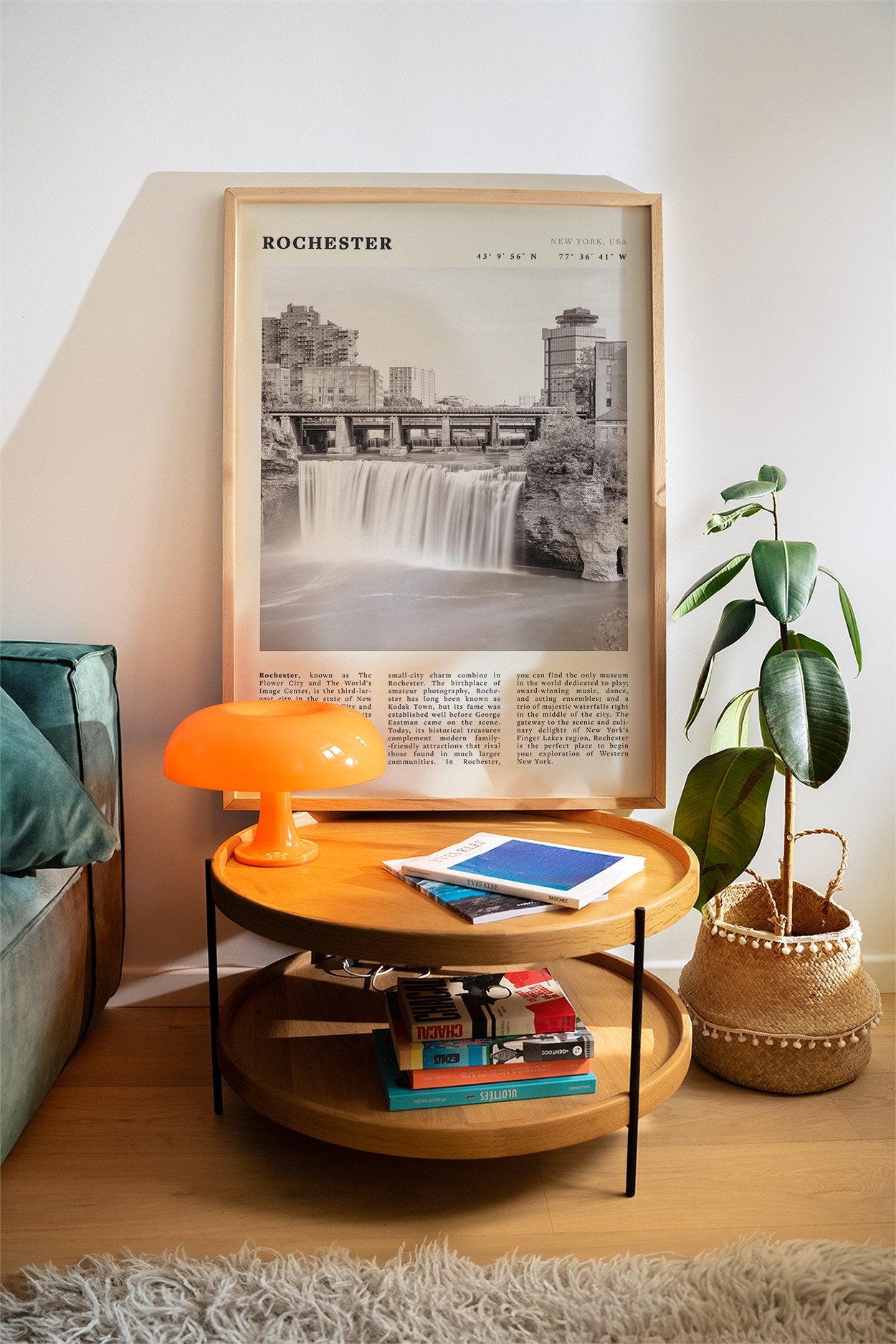 Rochester Poster | Black & White High Falls Wall Art | New York Travel Print - Evergreen Posters