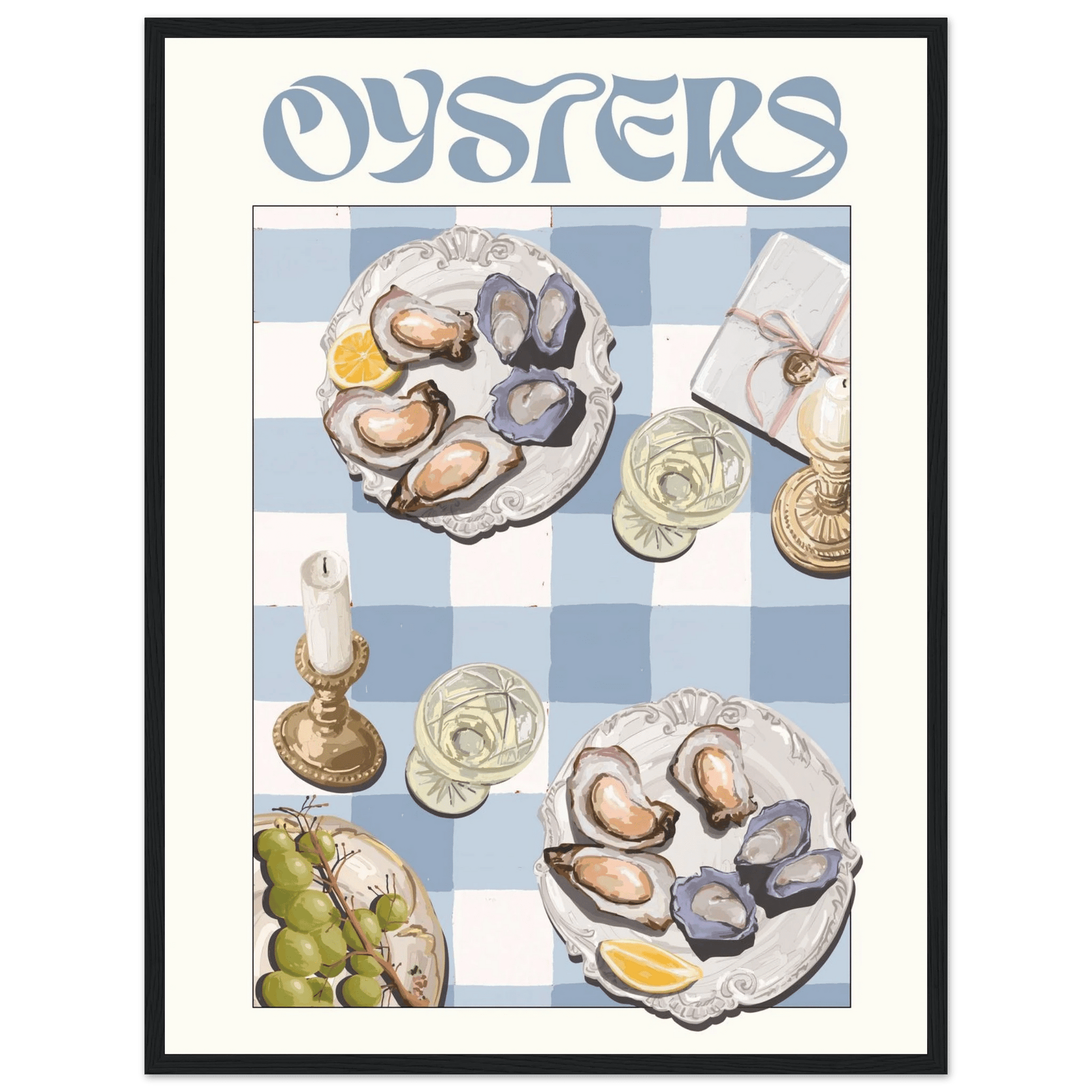 Oysters Poster – Playful Seafood Kitchen Wall Art Print (Digital & Printed Options) - Evergreen Posters