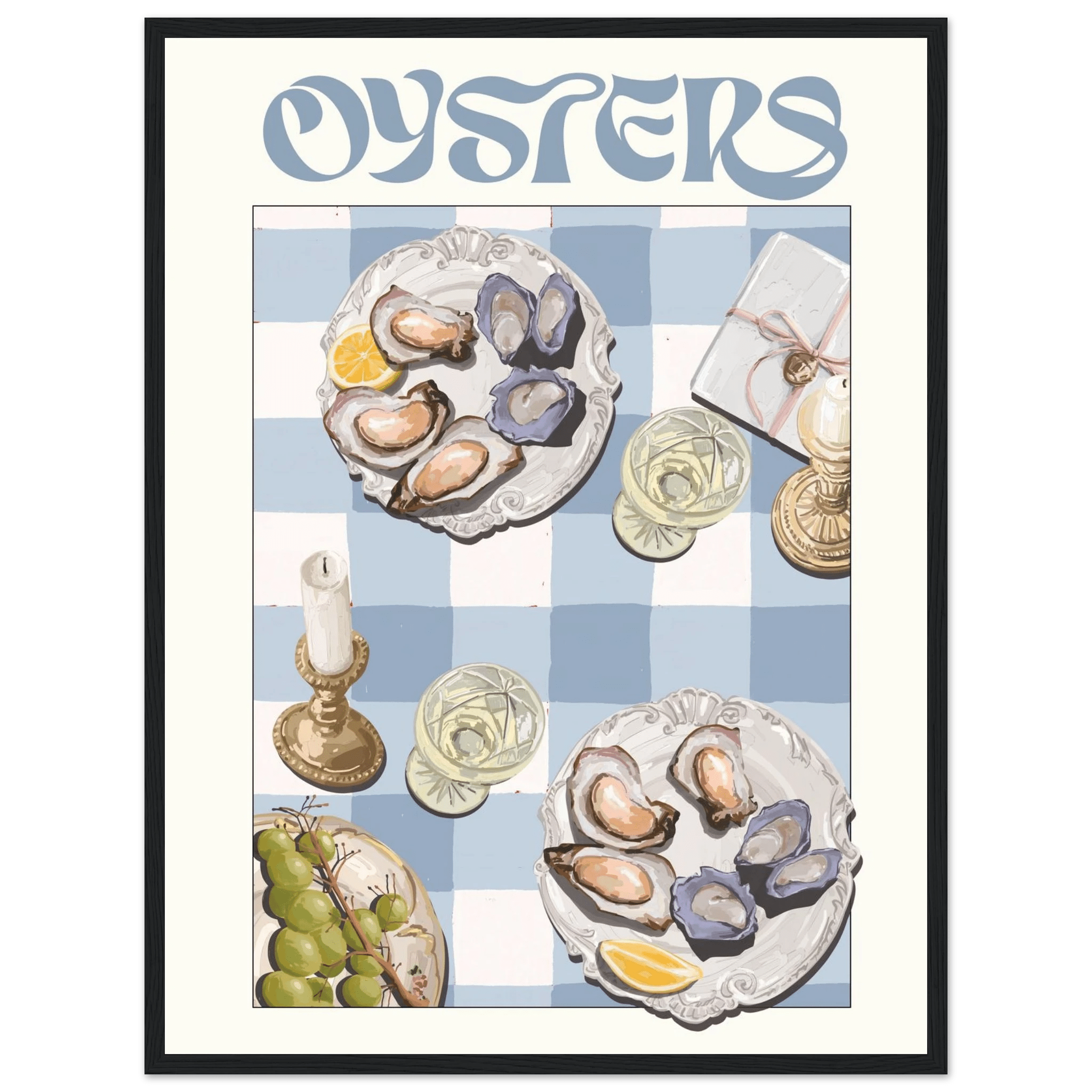 Oysters Poster – Playful Seafood Kitchen Wall Art Print (Digital & Printed Options) - Evergreen Posters