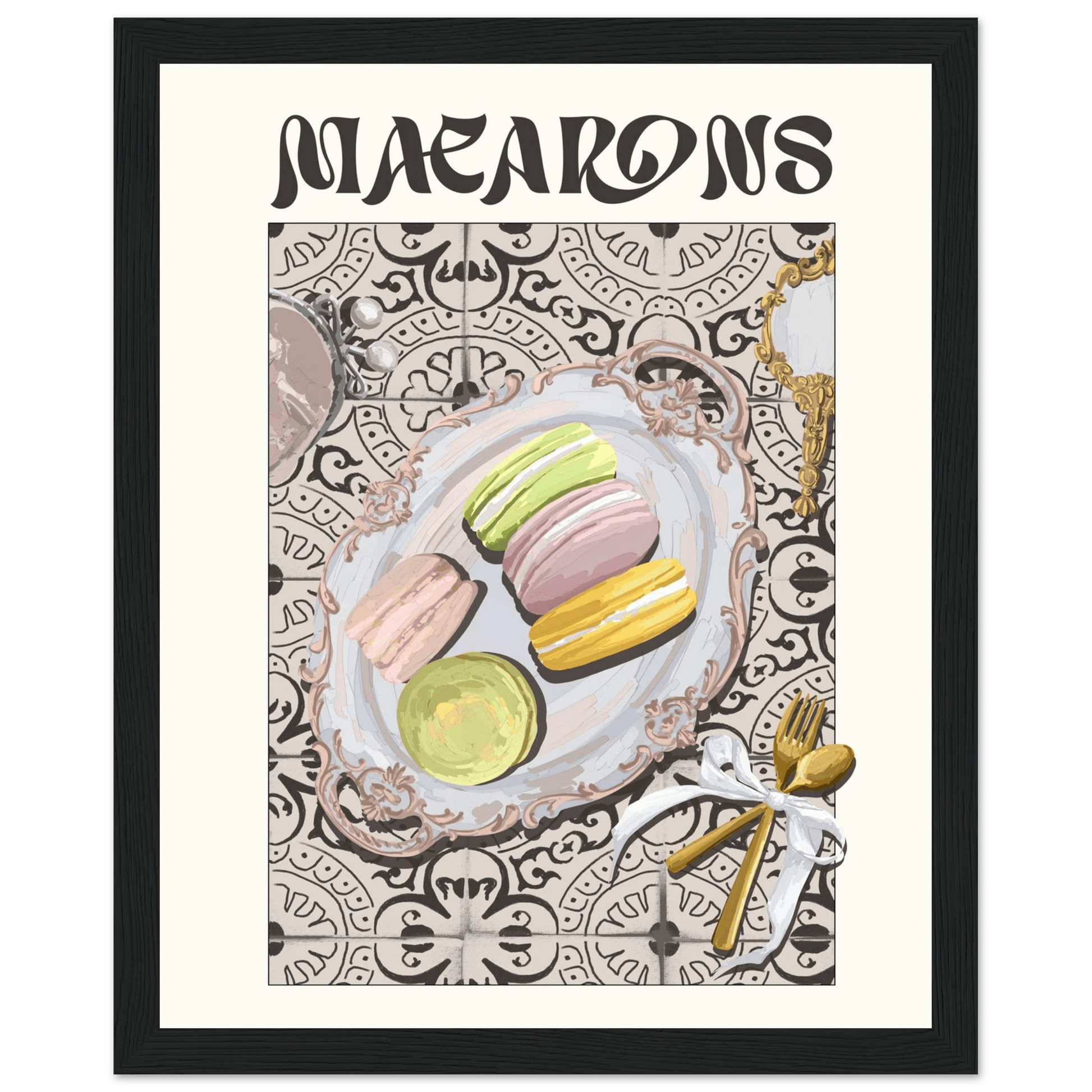 Macarons Poster – Playful French Patisserie Kitchen Wall Art Print (Digital & Printed Options) - Evergreen Posters