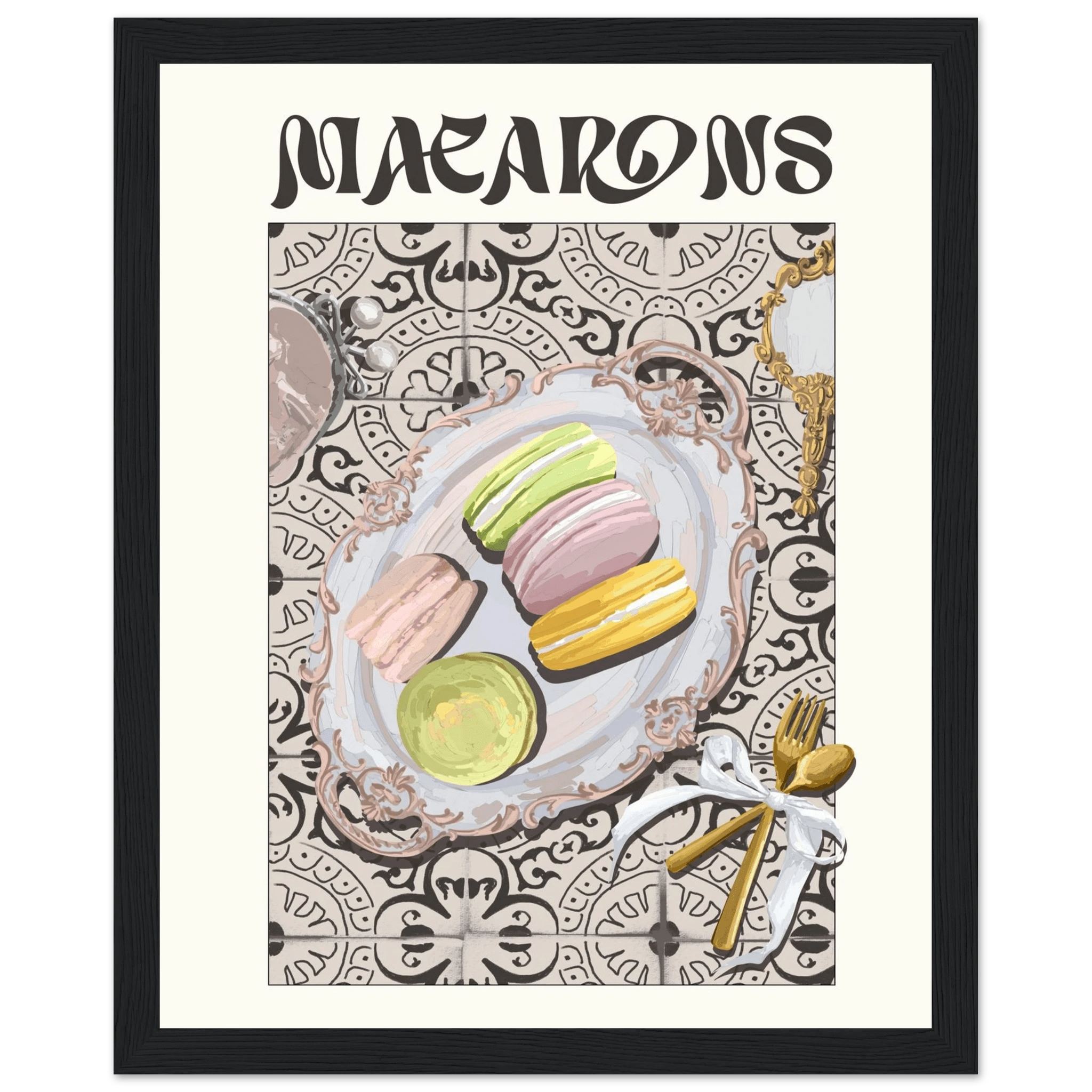 Macarons Poster – Playful French Patisserie Kitchen Wall Art Print (Digital & Printed Options) - Evergreen Posters