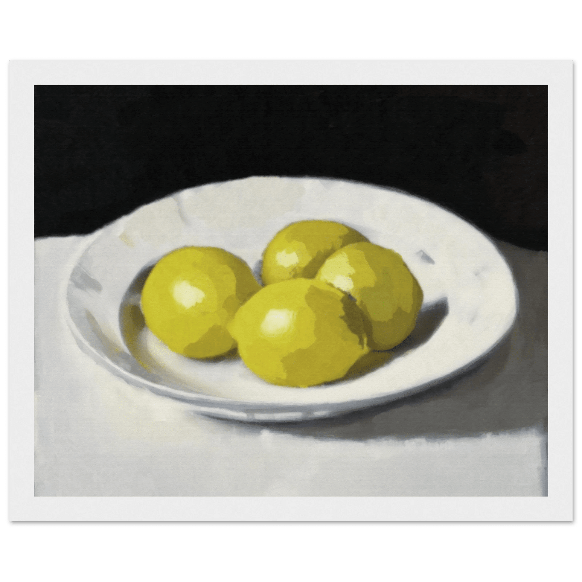 Lemons Print | Three Lemons Oil Painting Wall Art | Kitchen Still Life Poster - Evergreen Posters