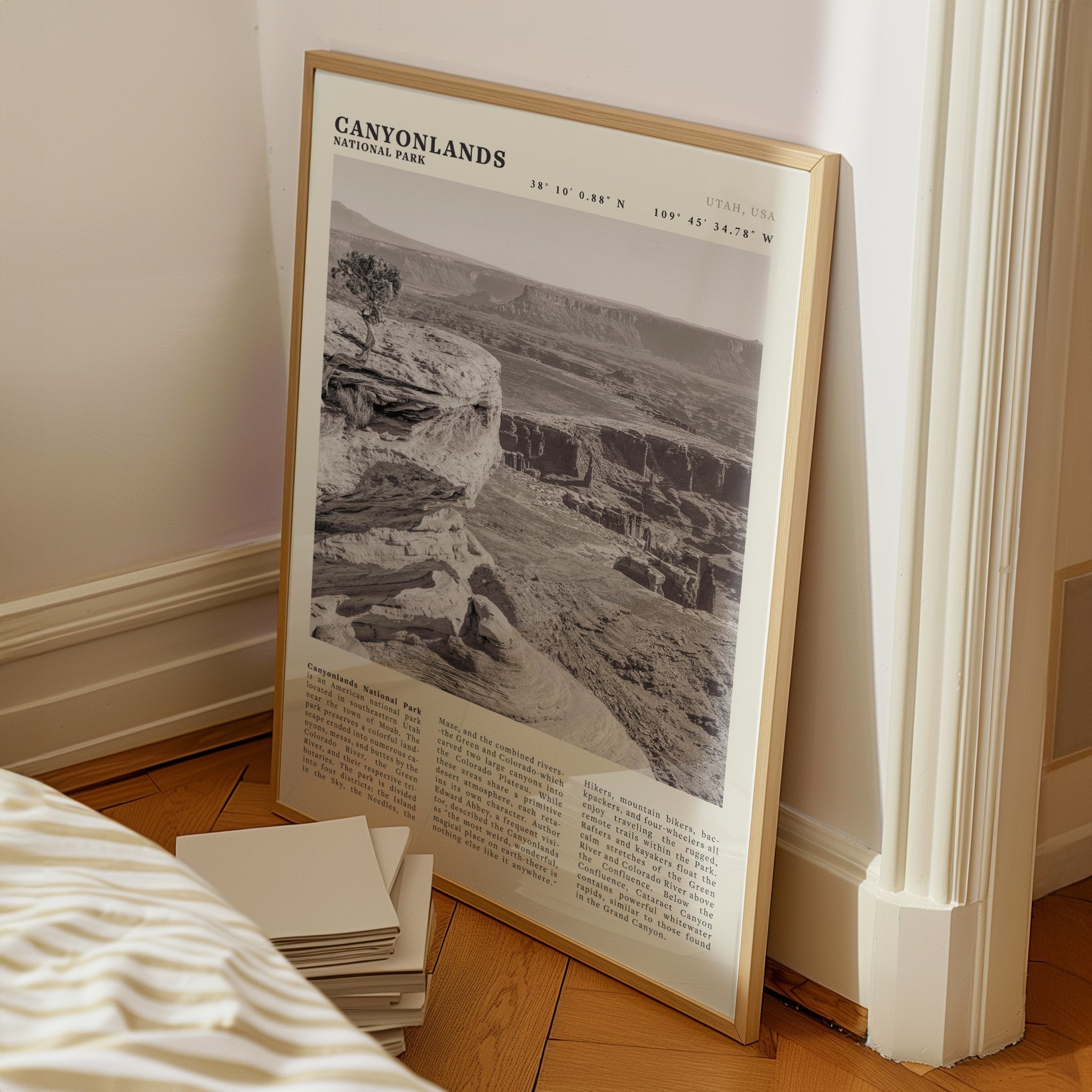 Canyonlands National Park Poster | Black & White Utah Wall Art | Canyon Travel Print - Evergreen Posters