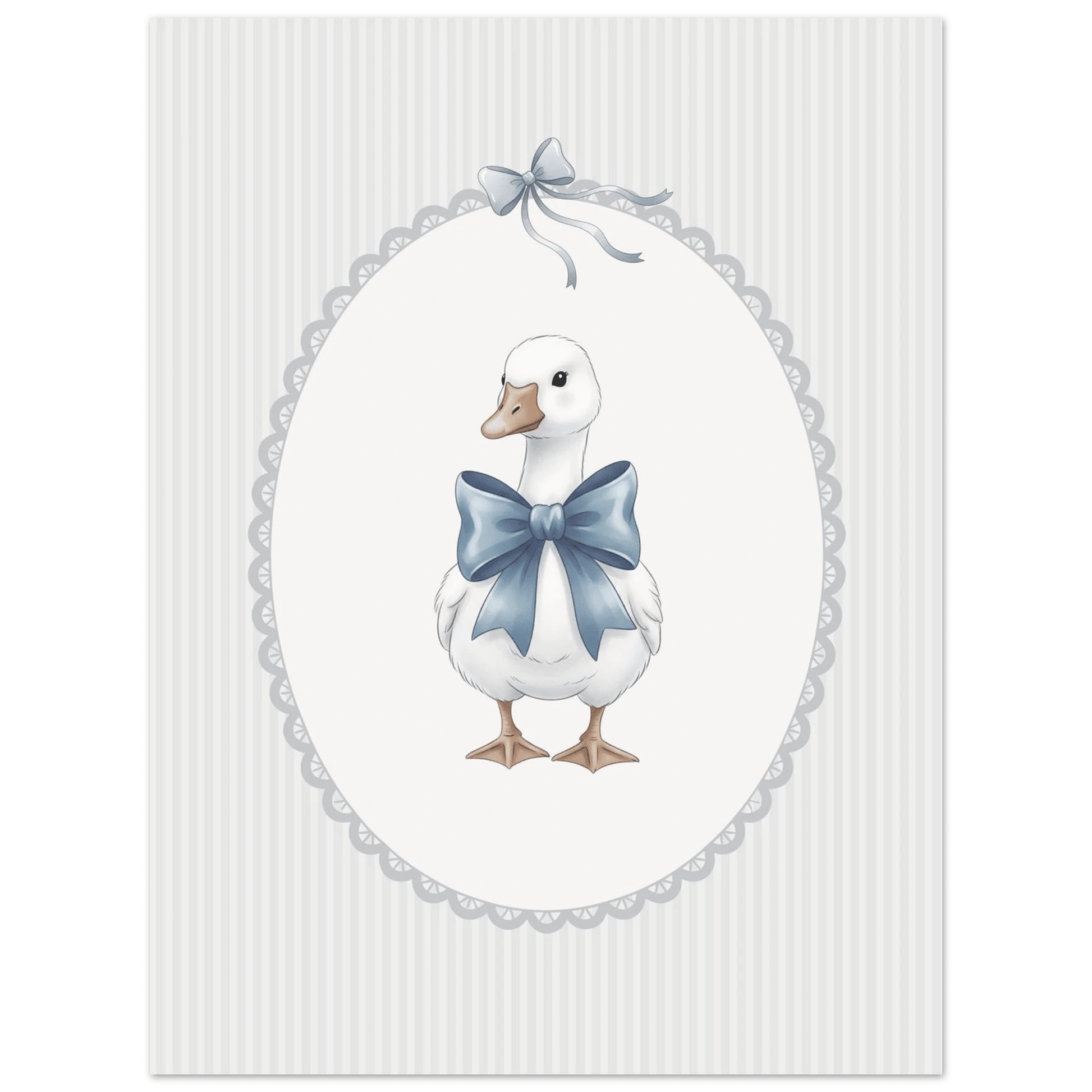 Blue Bow Duck Nursery Poster – Sweet Baby Room Wall Art Print - Evergreen Posters