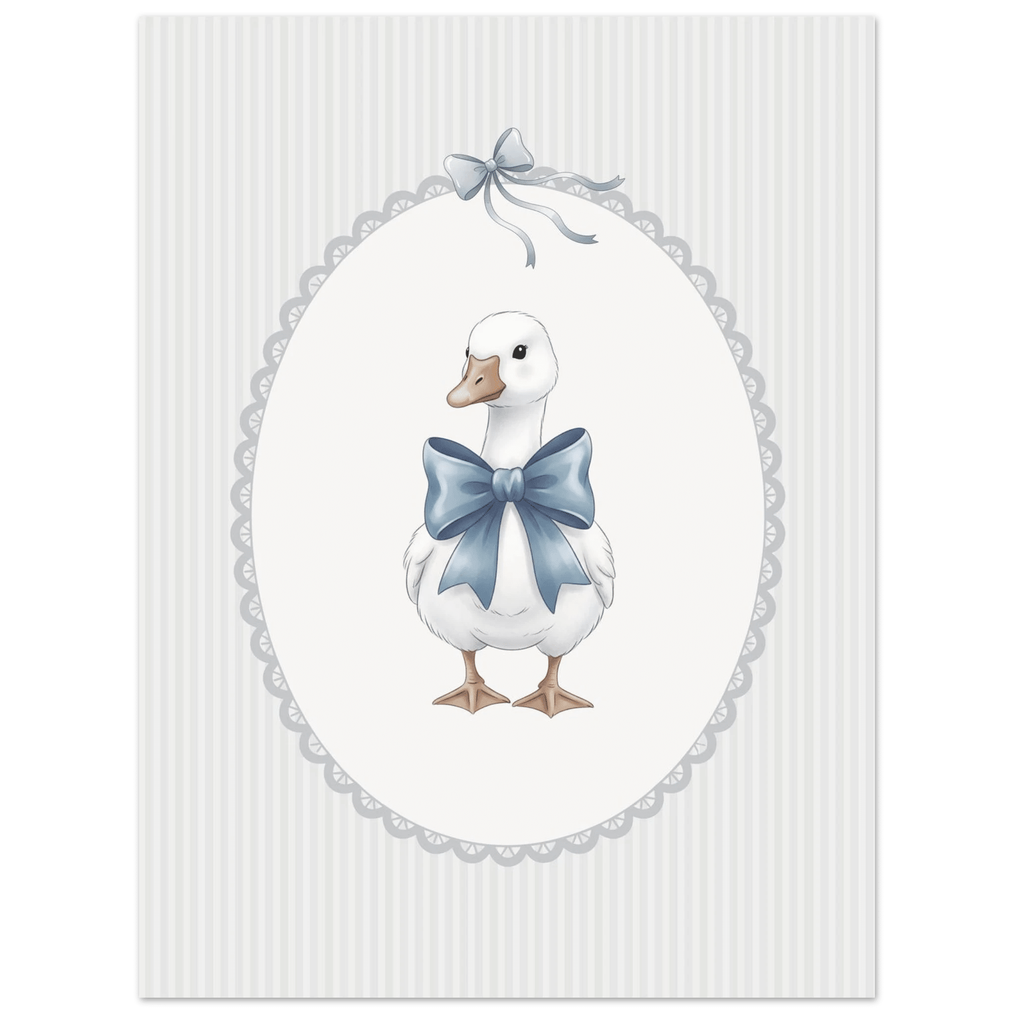 Blue Bow Duck Nursery Poster – Sweet Baby Room Wall Art Print - Evergreen Posters