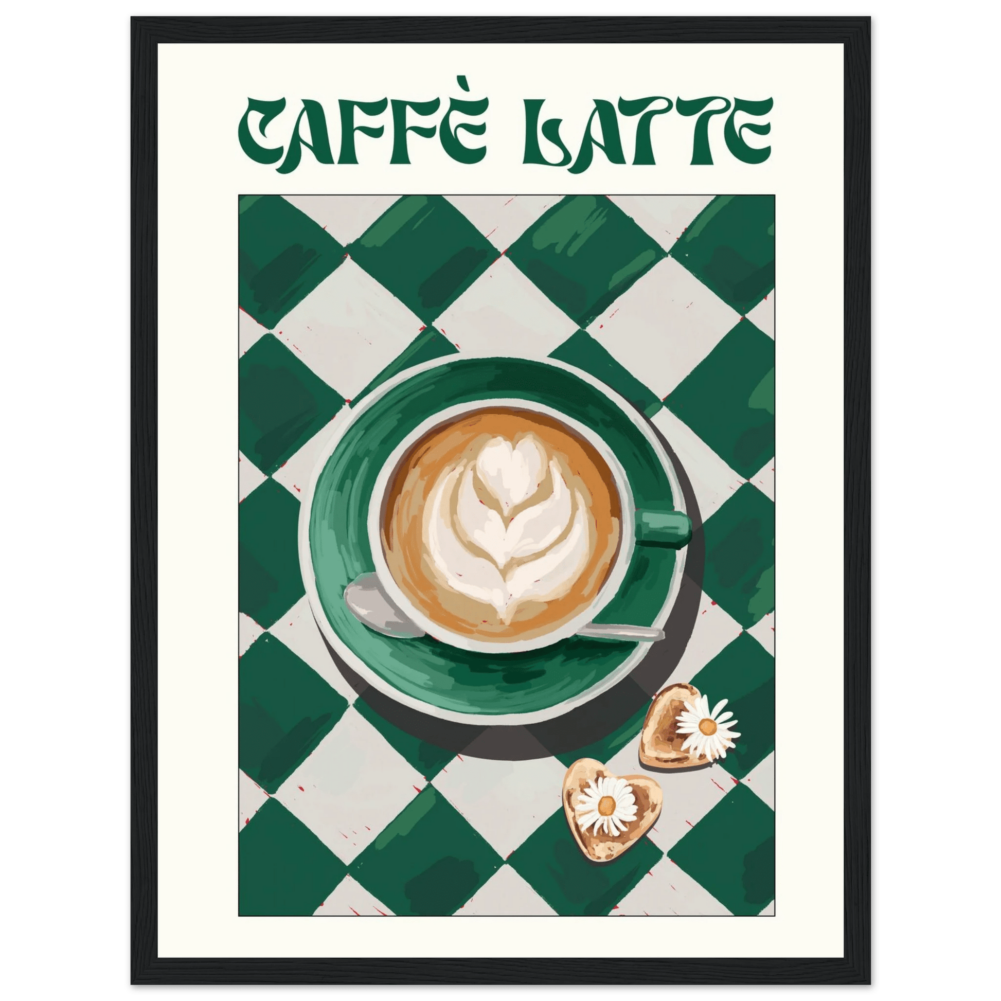 Caffè Latte Poster – Playful Coffee Kitchen Wall Art Print (Digital & Printed Options) - Evergreen Posters