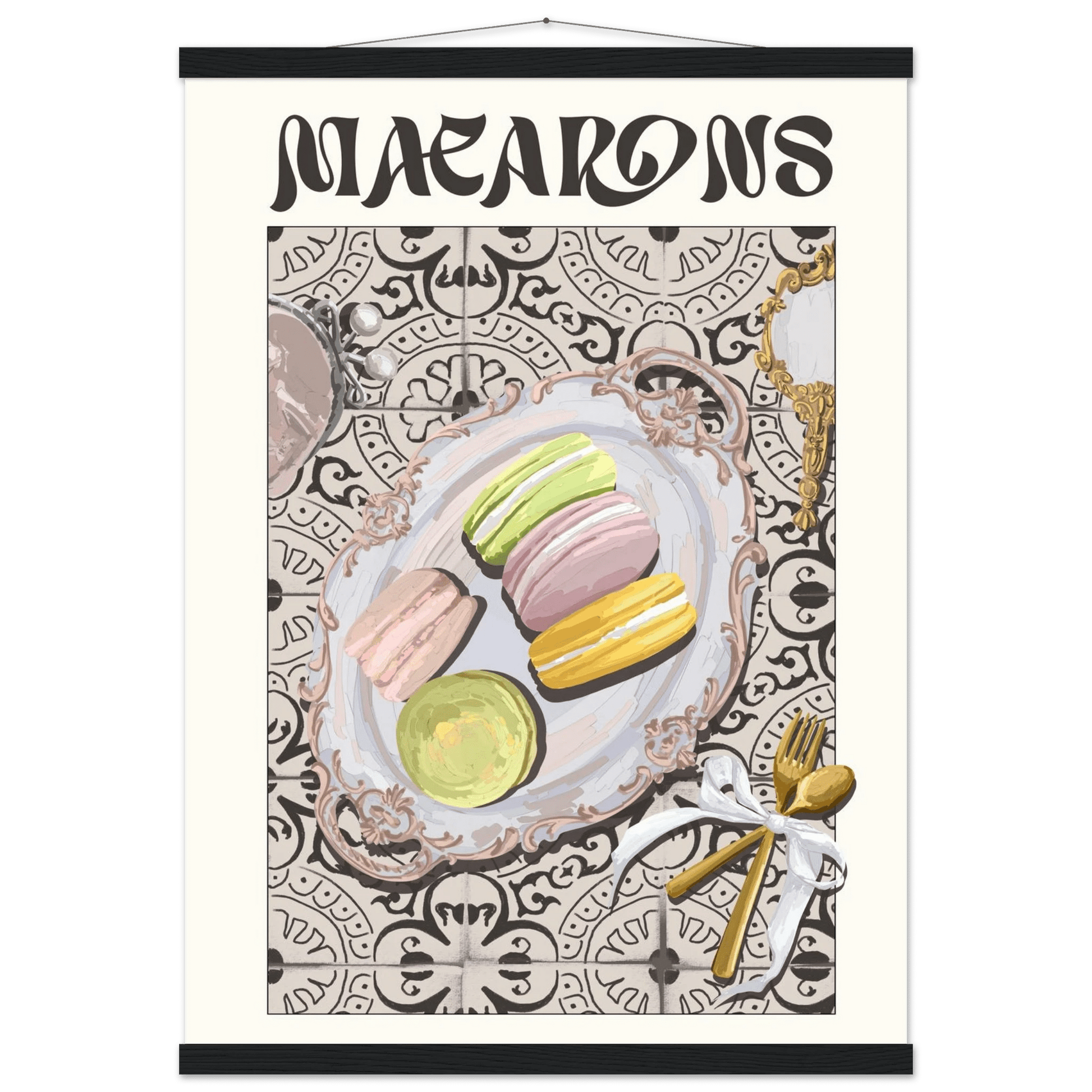 Macarons Poster – Playful French Patisserie Kitchen Wall Art Print (Digital & Printed Options) - Evergreen Posters