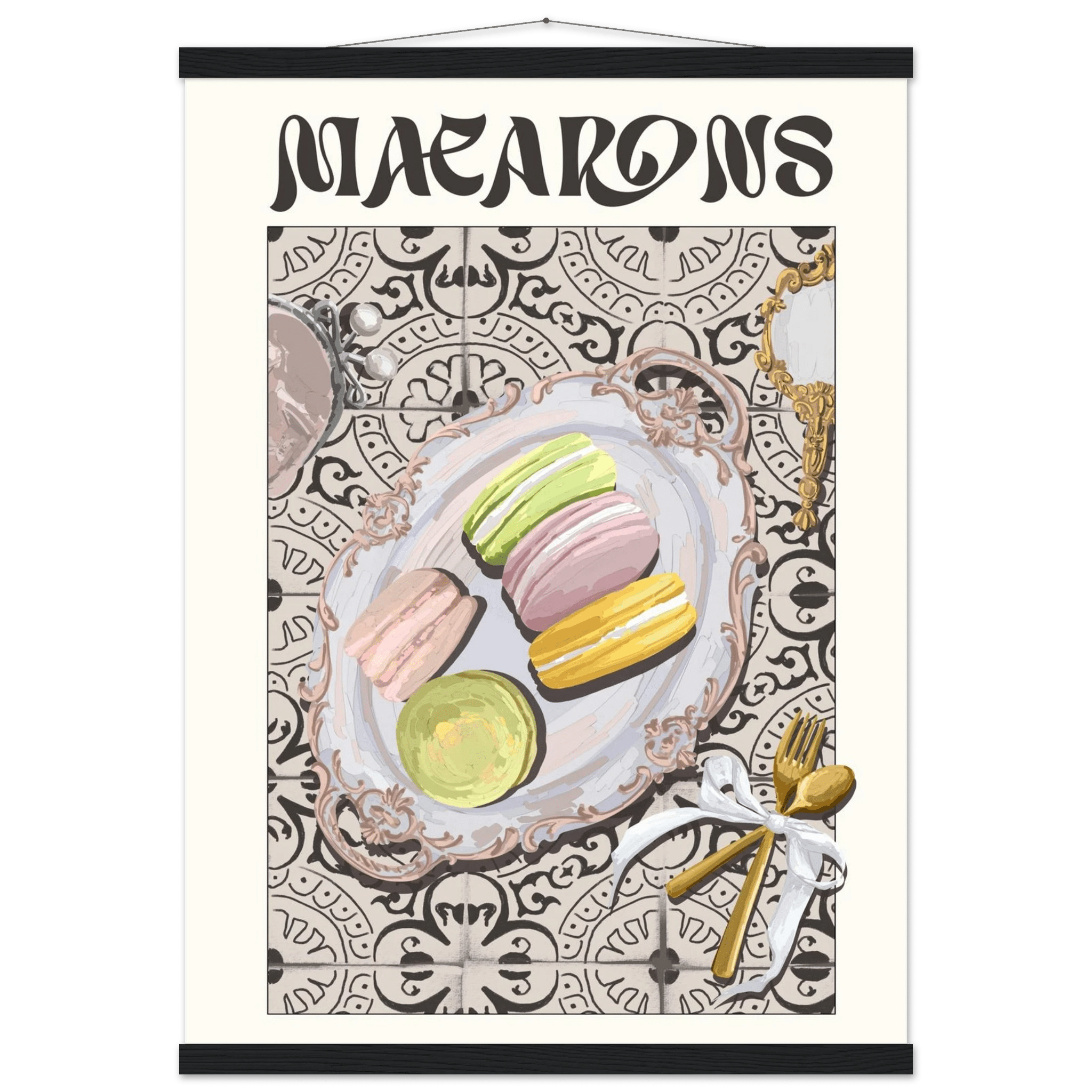 Macarons Poster – Playful French Patisserie Kitchen Wall Art Print (Digital & Printed Options) - Evergreen Posters