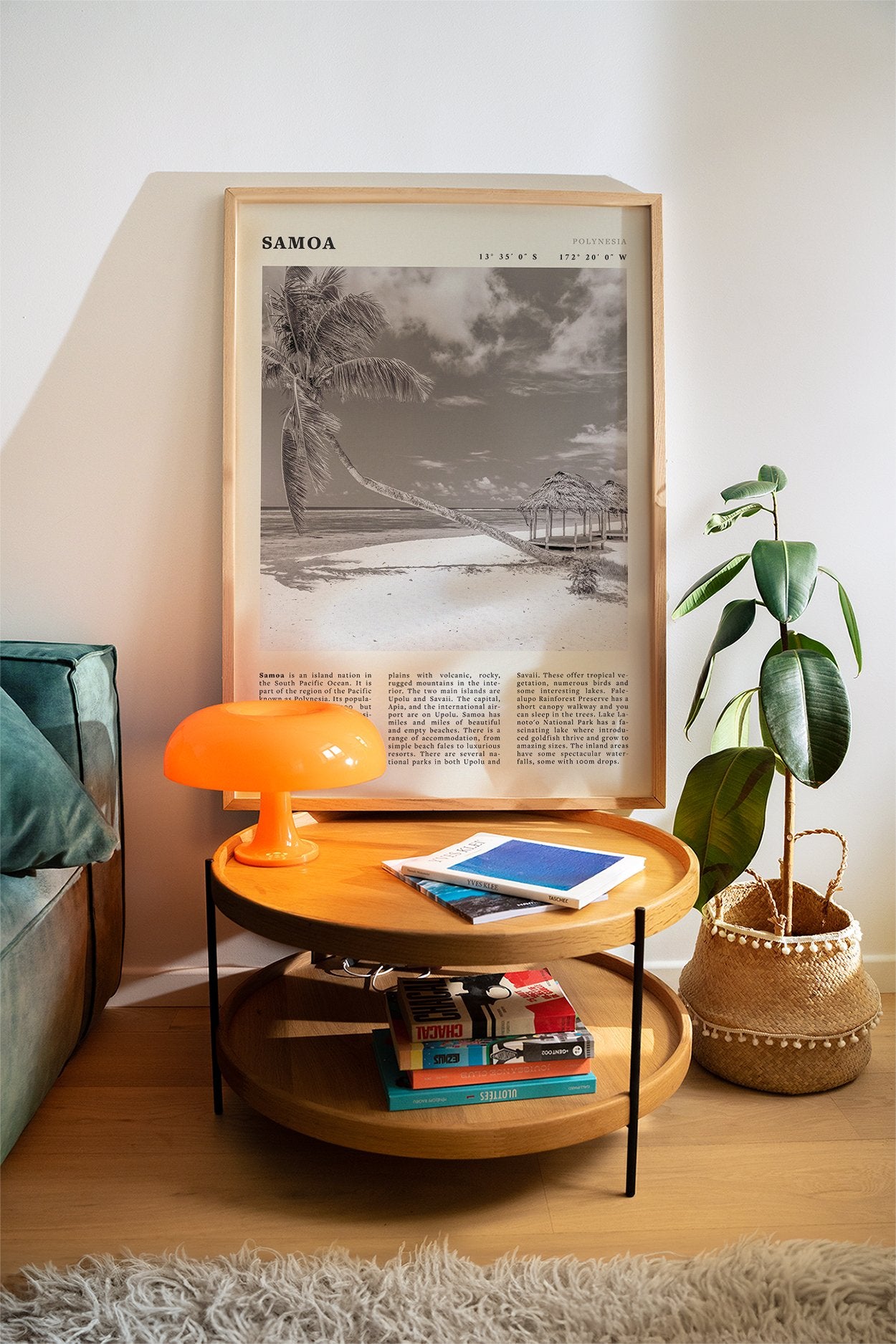 Samoa Poster | Black & White South Pacific Beach Wall Art | Polynesia Travel Print - Evergreen Posters