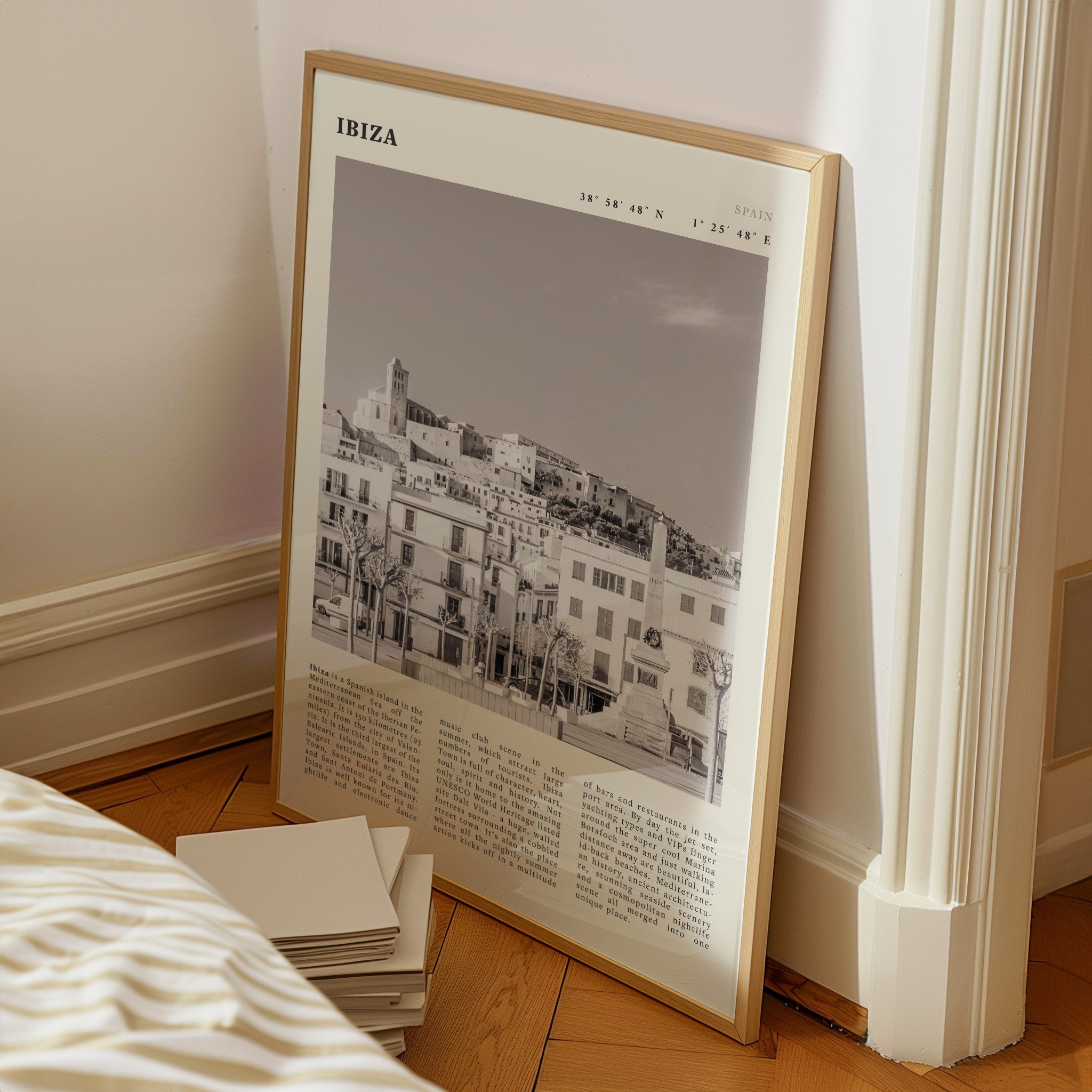 Ibiza Poster | Black & White Spanish Island Wall Art | Spain Travel Print - Evergreen Posters