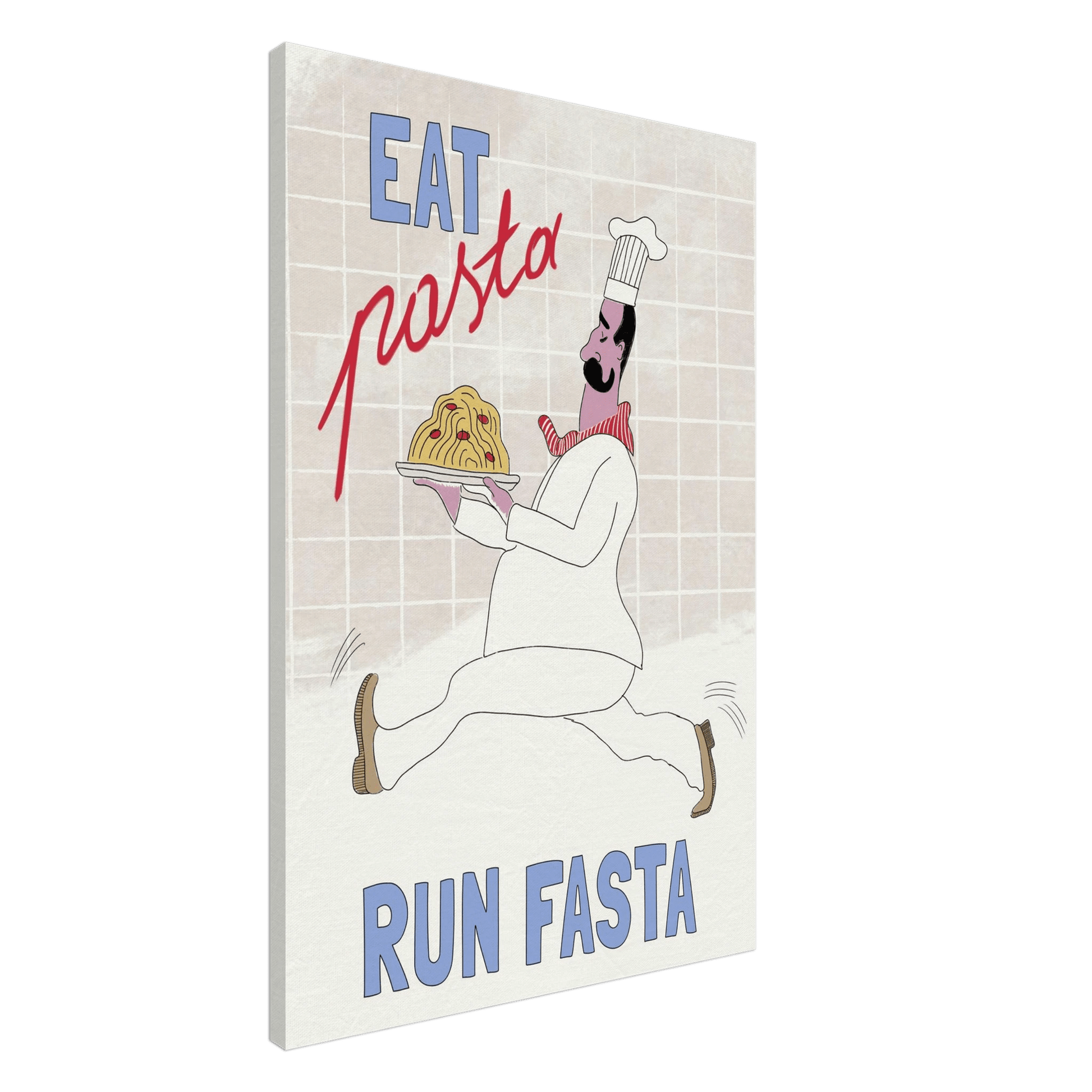 Eat Pasta Run Fasta Poster – Fun Kitchen Wall Art Print (Digital & Printed Options) - Evergreen Posters