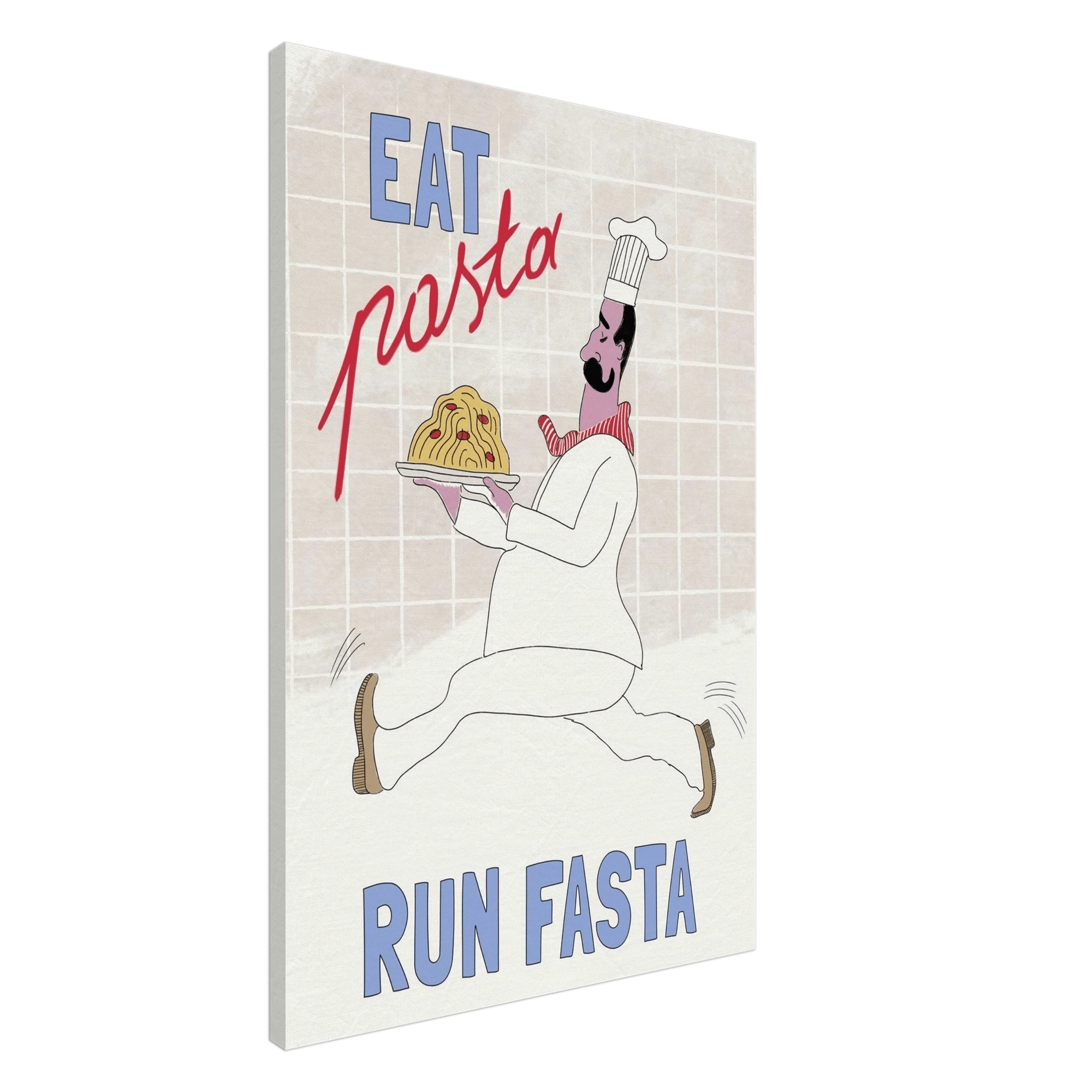 Eat Pasta Run Fasta Poster – Fun Kitchen Wall Art Print (Digital & Printed Options) - Evergreen Posters