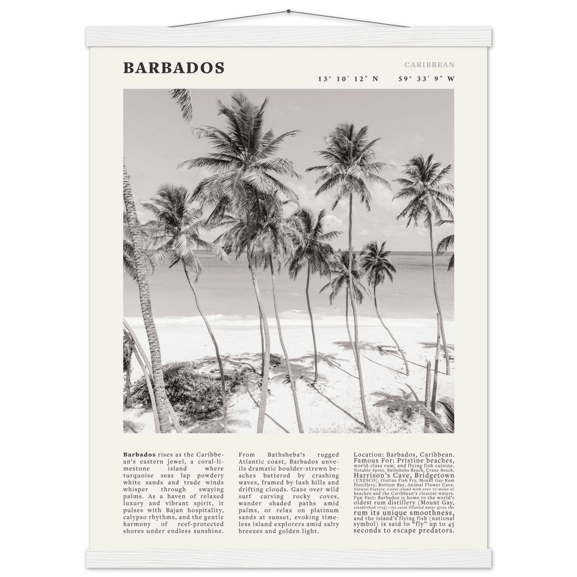 Barbados Poster Black and White – Vintage Caribbean Palm Beach Print (Digital & Printed Options) - Evergreen Posters