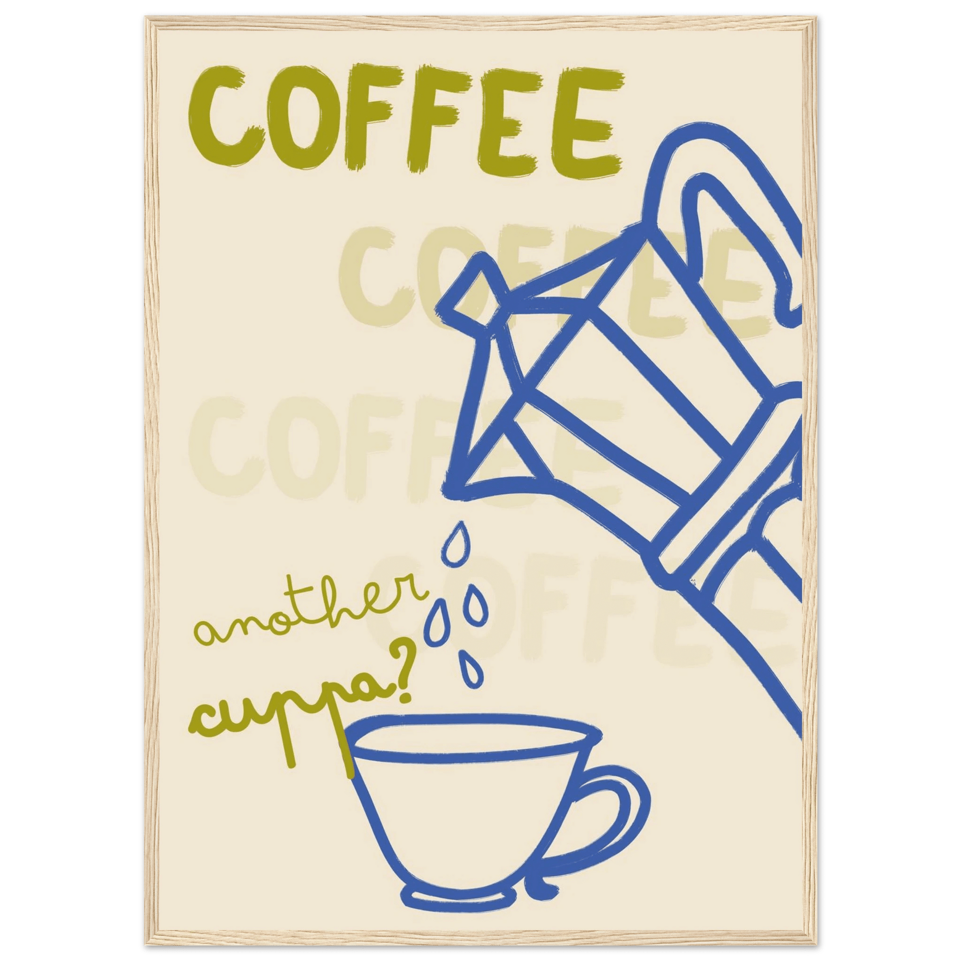 Coffee Print | Another Cuppa Moka Pot Wall Art | Kitchen Coffee Poster - Evergreen Posters