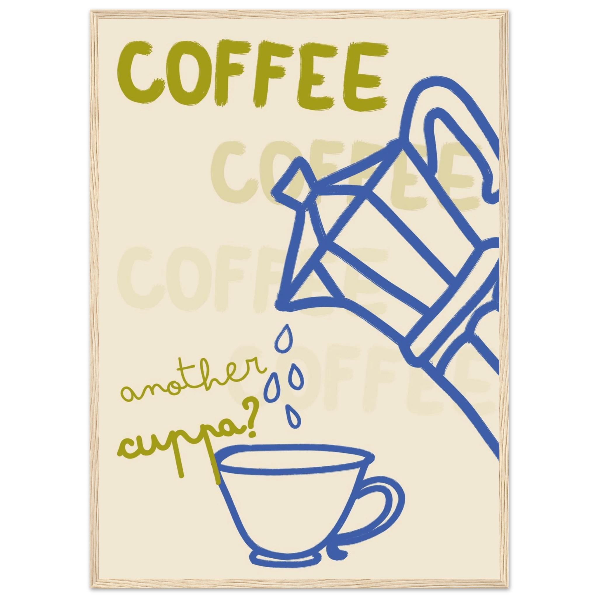 Coffee Print | Another Cuppa Moka Pot Wall Art | Kitchen Coffee Poster - Evergreen Posters