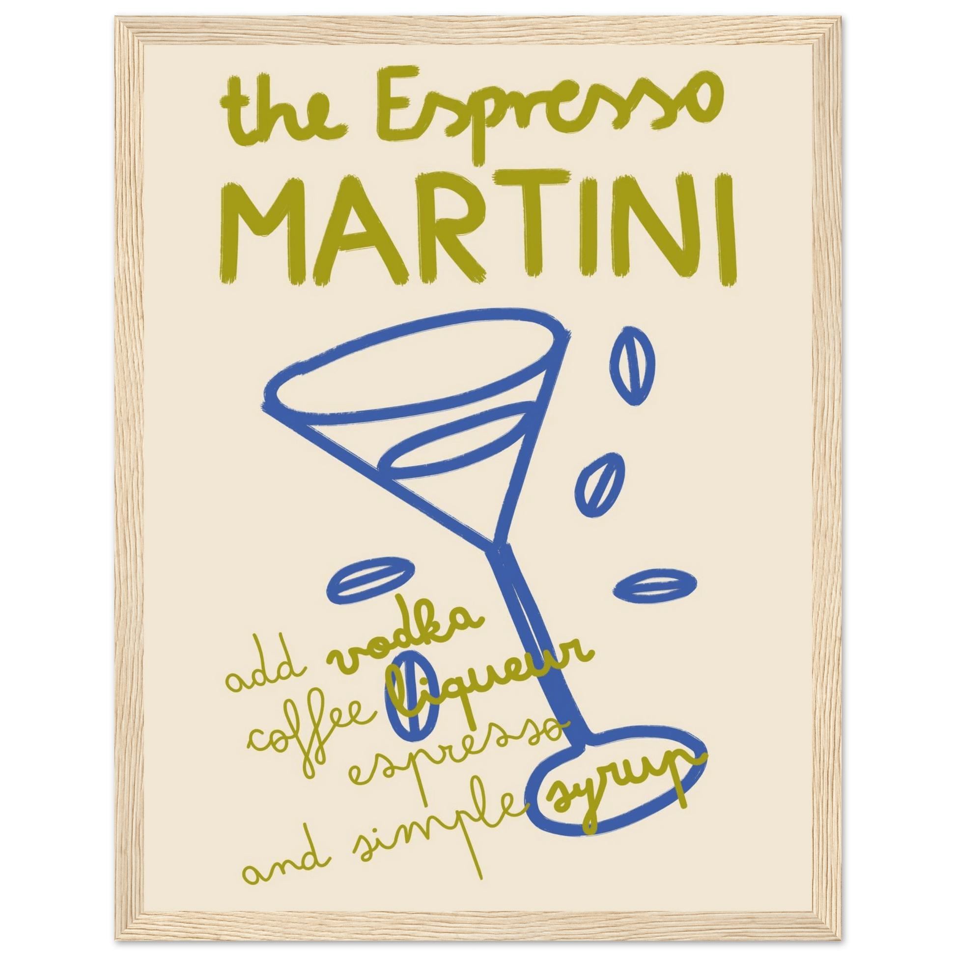 Espresso Martini Print | Cocktail Recipe Wall Art | Kitchen Bar Poster - Evergreen Posters