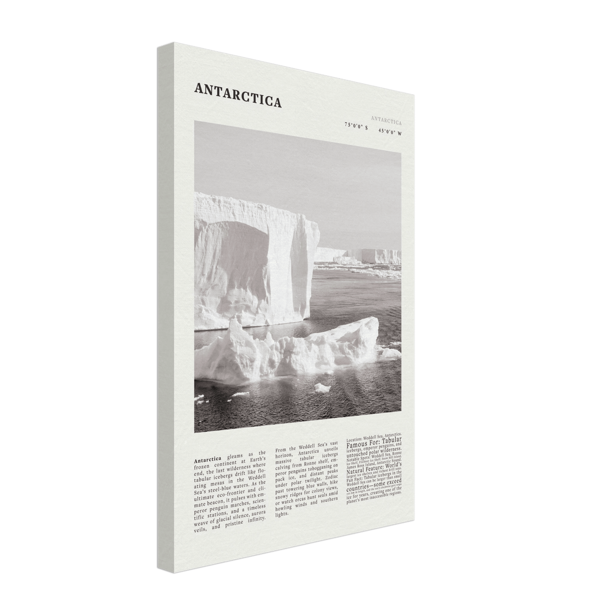 Antarctica Poster Black and White – Vintage Weddell Sea Iceberg Print (Digital & Printed Options) - Evergreen Posters