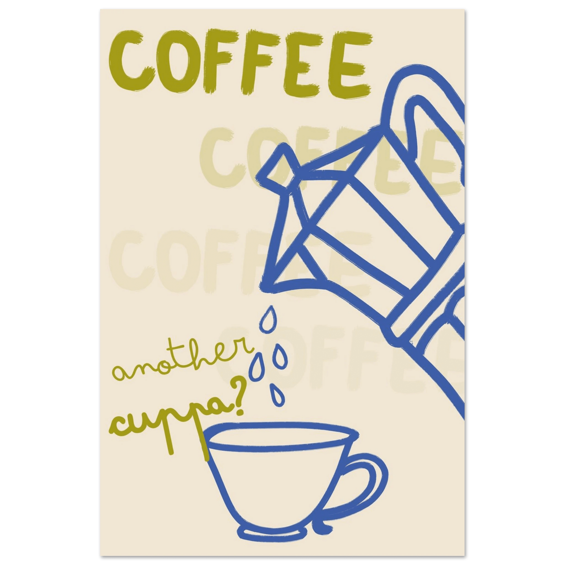 Coffee Print | Another Cuppa Moka Pot Wall Art | Kitchen Coffee Poster - Evergreen Posters