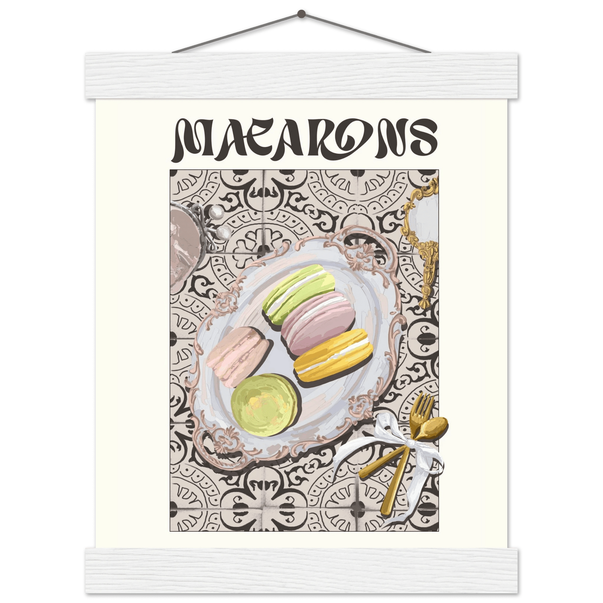 Macarons Poster – Playful French Patisserie Kitchen Wall Art Print (Digital & Printed Options) - Evergreen Posters