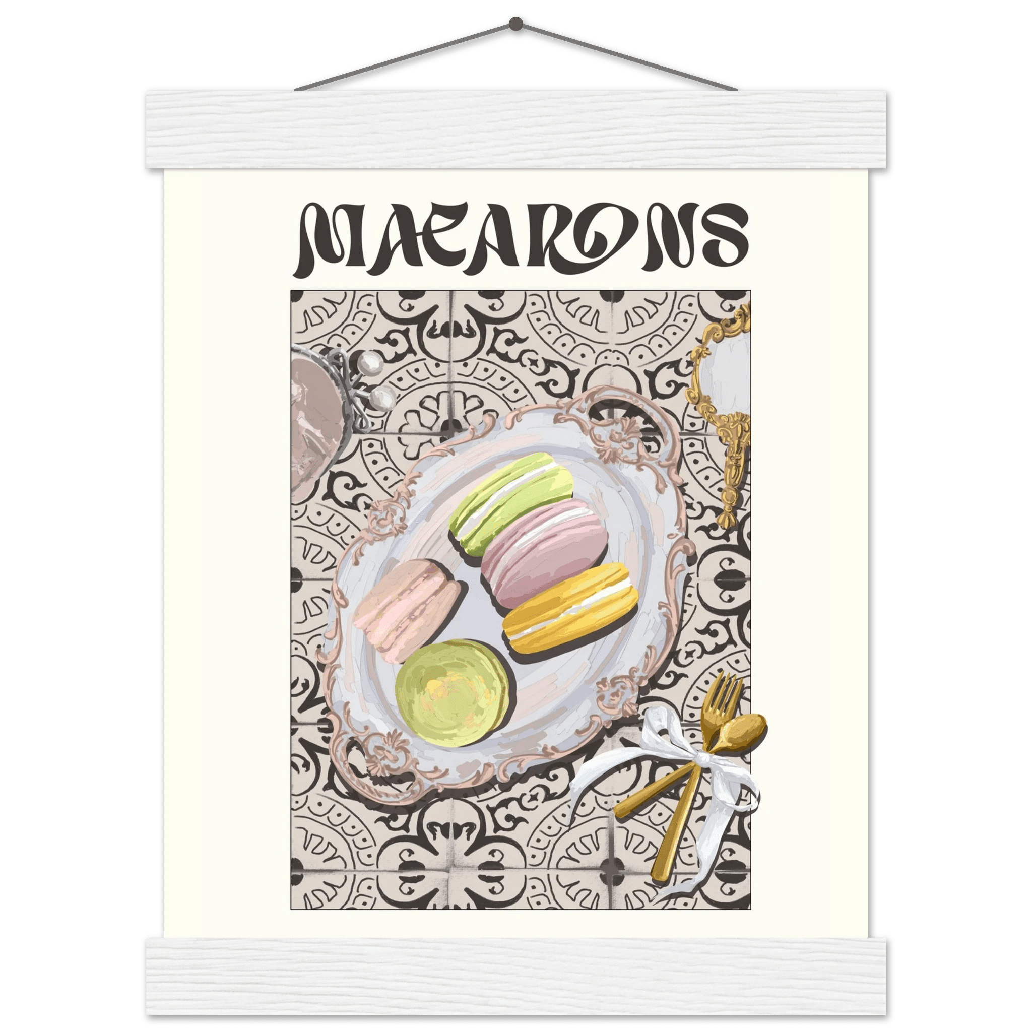 Macarons Poster – Playful French Patisserie Kitchen Wall Art Print (Digital & Printed Options) - Evergreen Posters