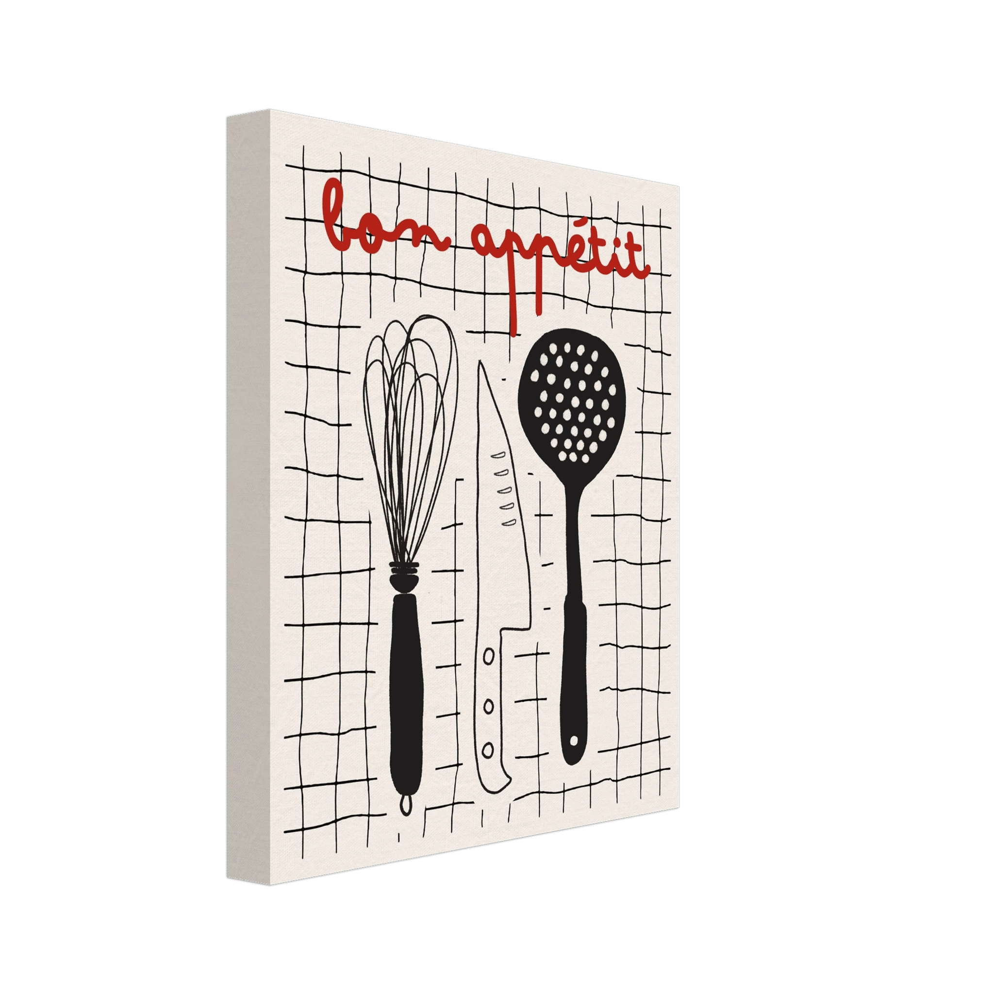 Bon Appétit French Kitchen Print | Bold Black Red Wall Art Poster - Evergreen Posters