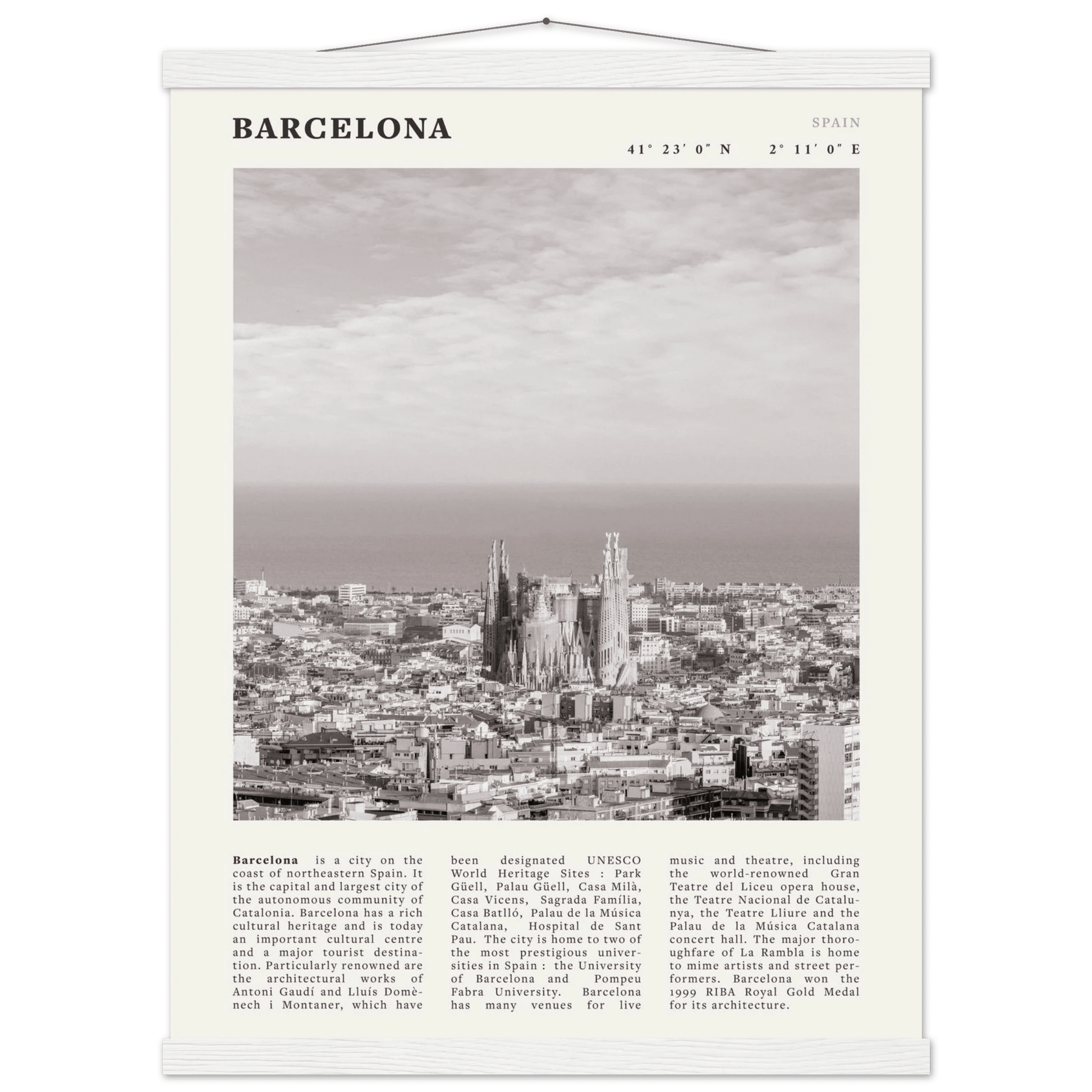 Barcelona Poster | Black & White Sagrada Familia Wall Art | Spain Travel Print - Evergreen Posters