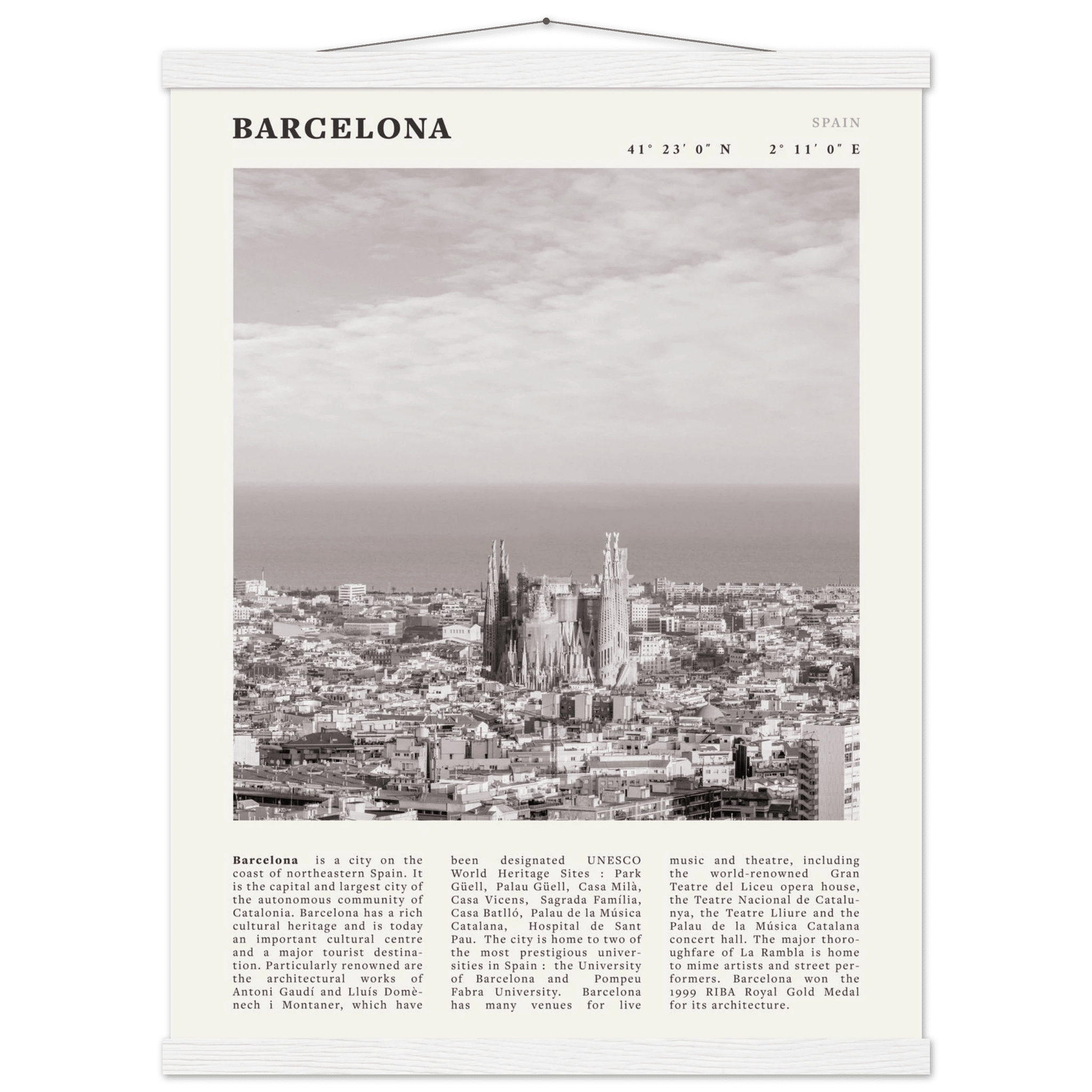 Barcelona Poster | Black & White Sagrada Familia Wall Art | Spain Travel Print - Evergreen Posters